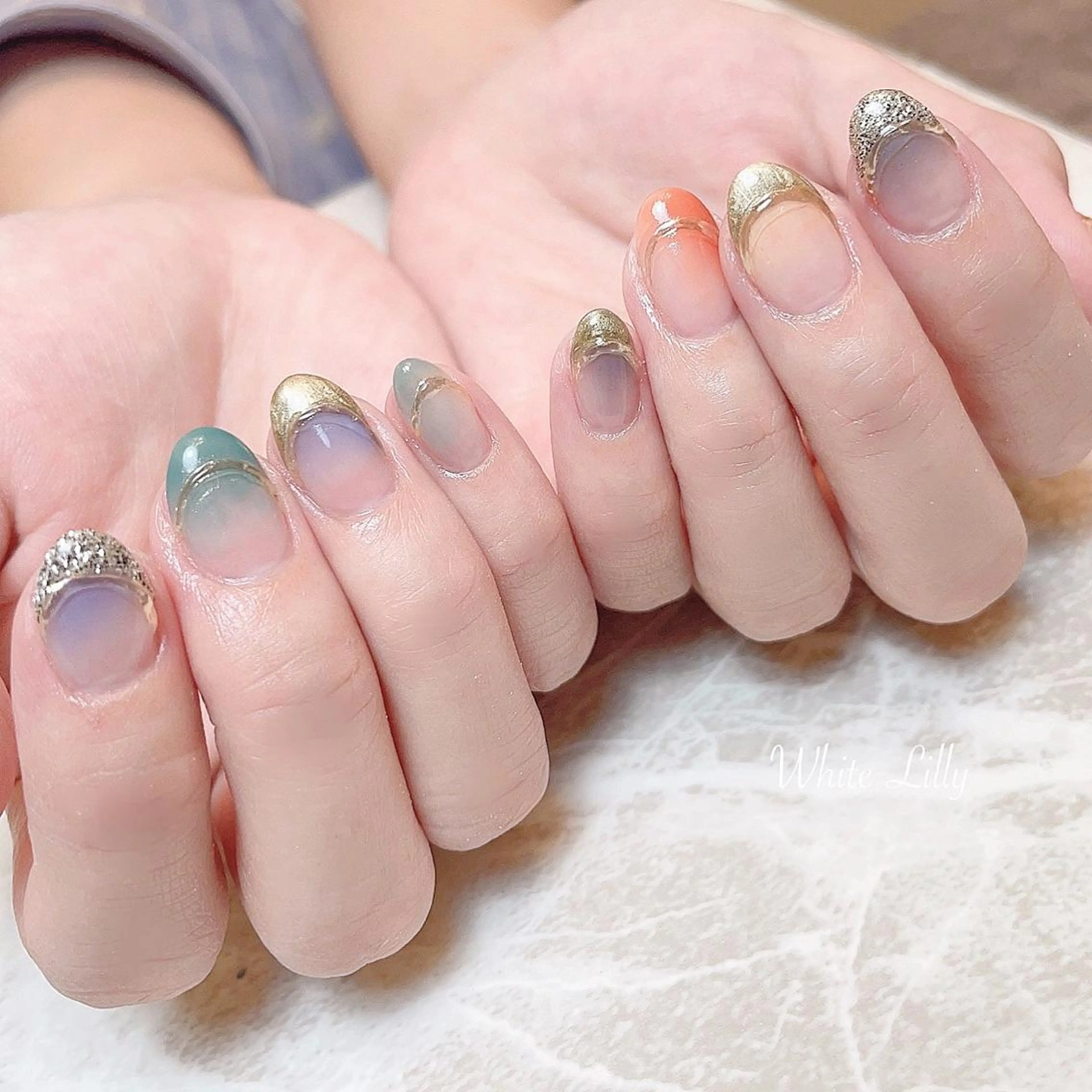 ネイル ニュアンスネイル ハンドネイル White lily所属・牧田 雅世のネイルデザイン