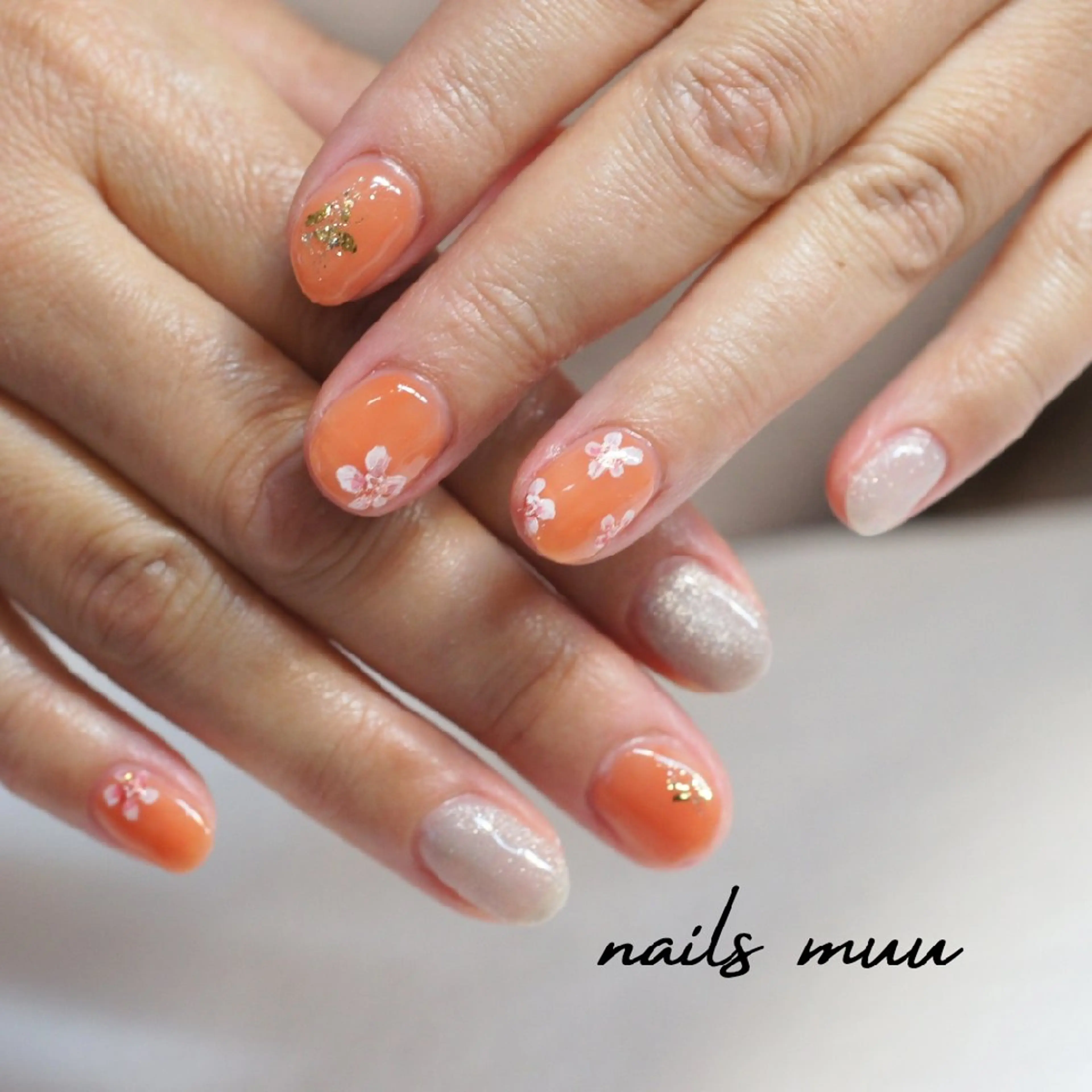 ネイル 桜ネイル ピンク 春ネイル ハンドネイル nails muu まゆのネイルデザイン