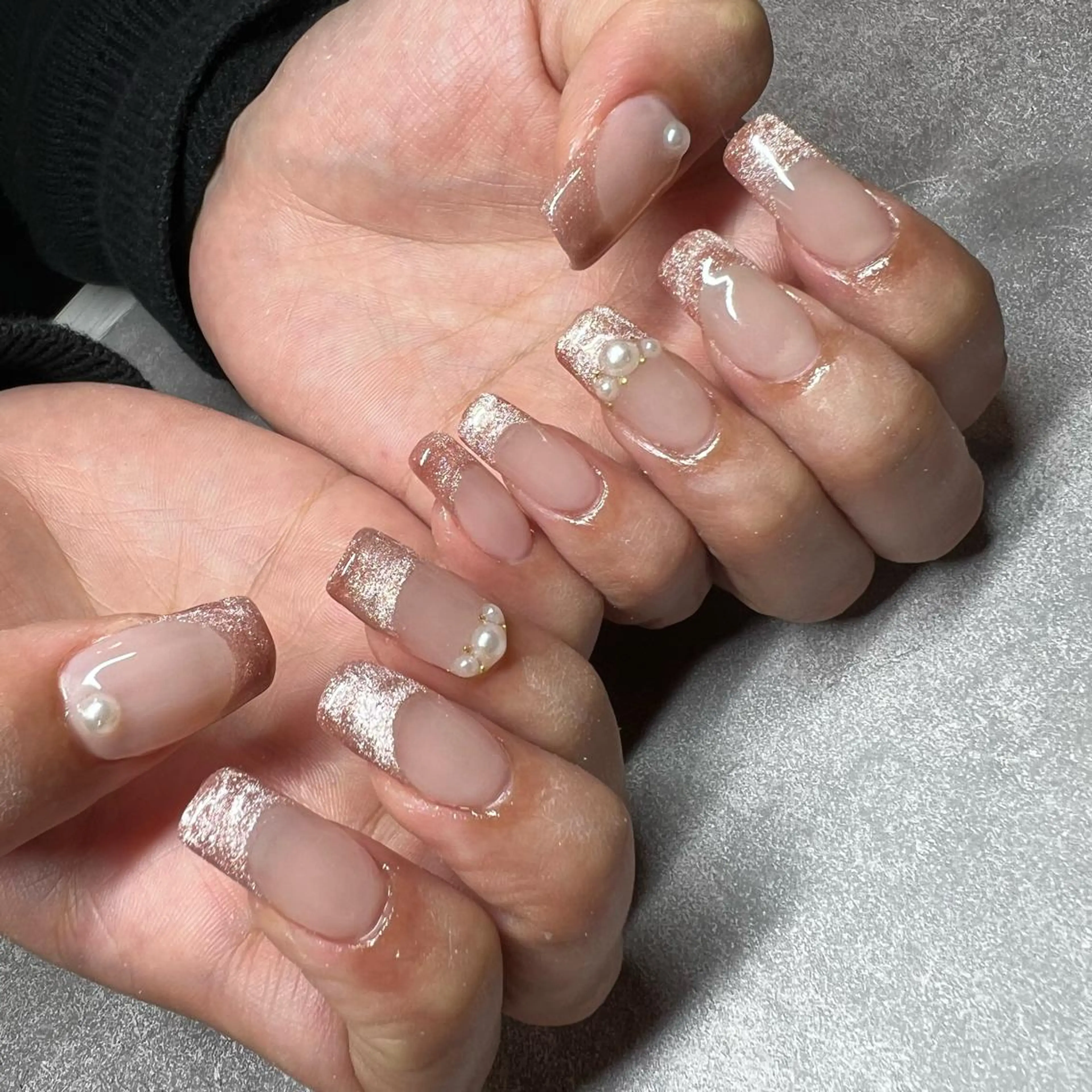 ネイル 長さ出し フレンチネイル マグネットネイル マグネットフレンチ ワンカラーネイル Dia Nail AKIのネイルデザイン