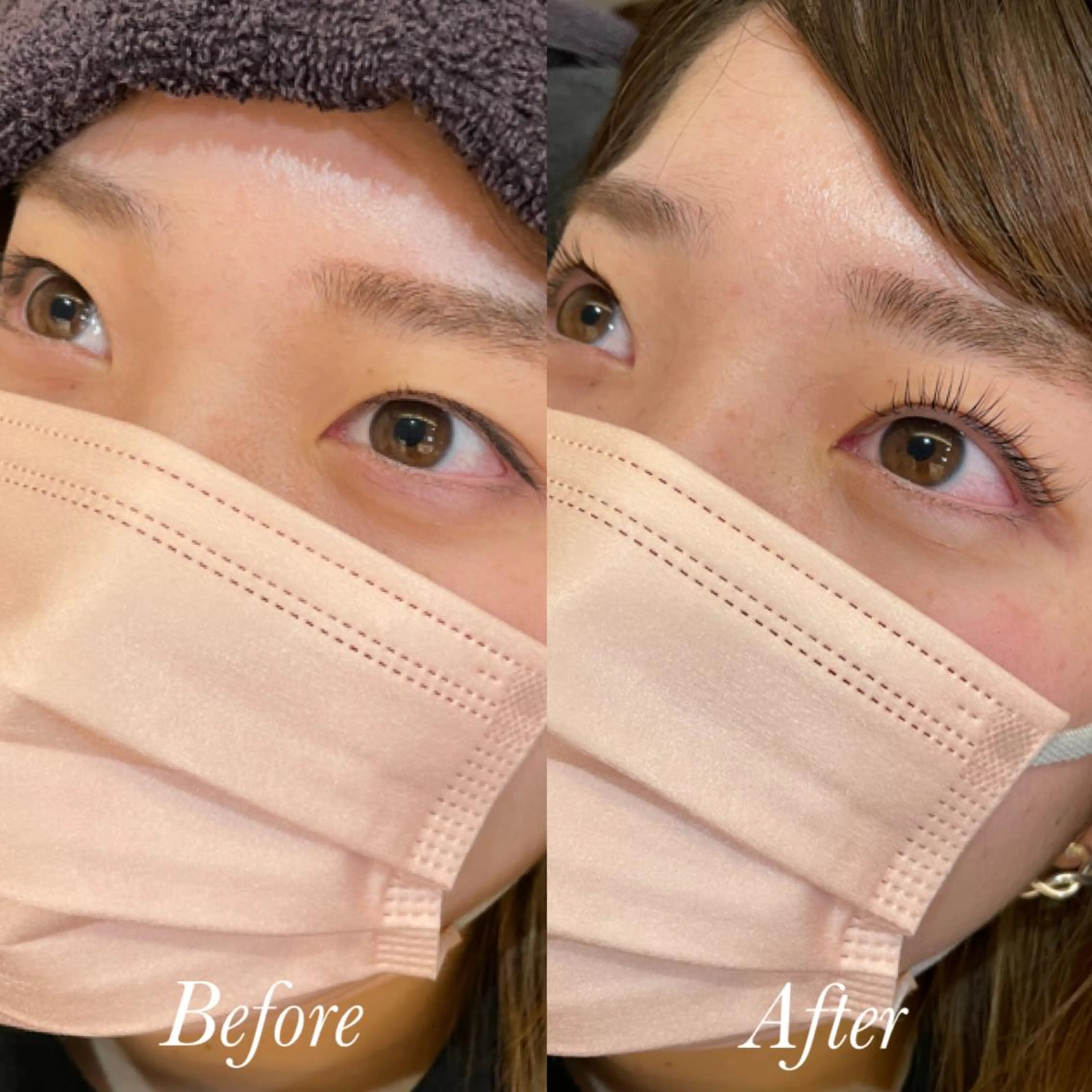 マツエク・マツパ パリジェンヌラッシュリフト aya/小顔レイヤー /柔らかカラーのヘアスタイル