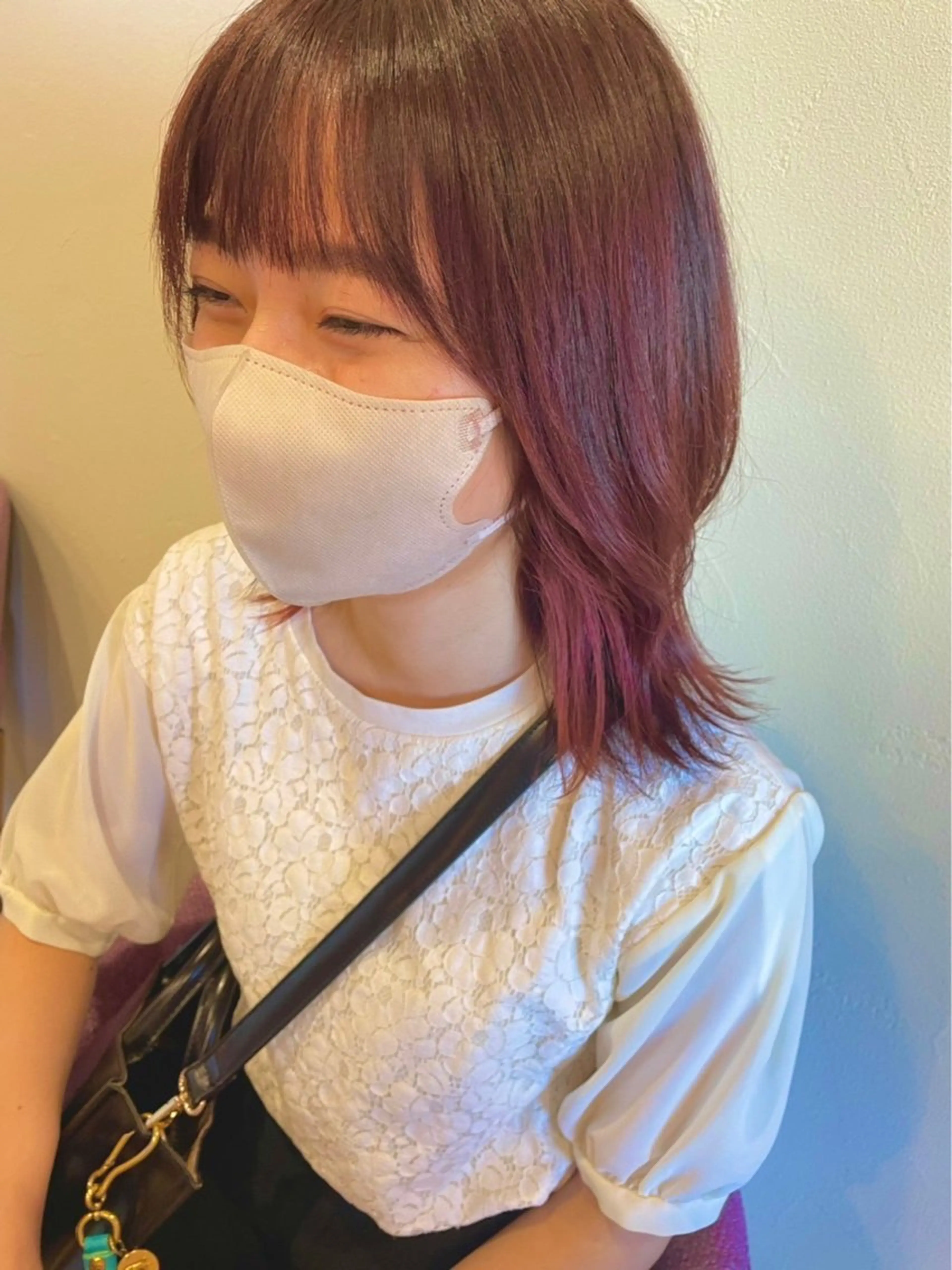 セミロング カラー パーマ ヘアアレンジ ちひろ /似合わせカラーのヘアスタイル