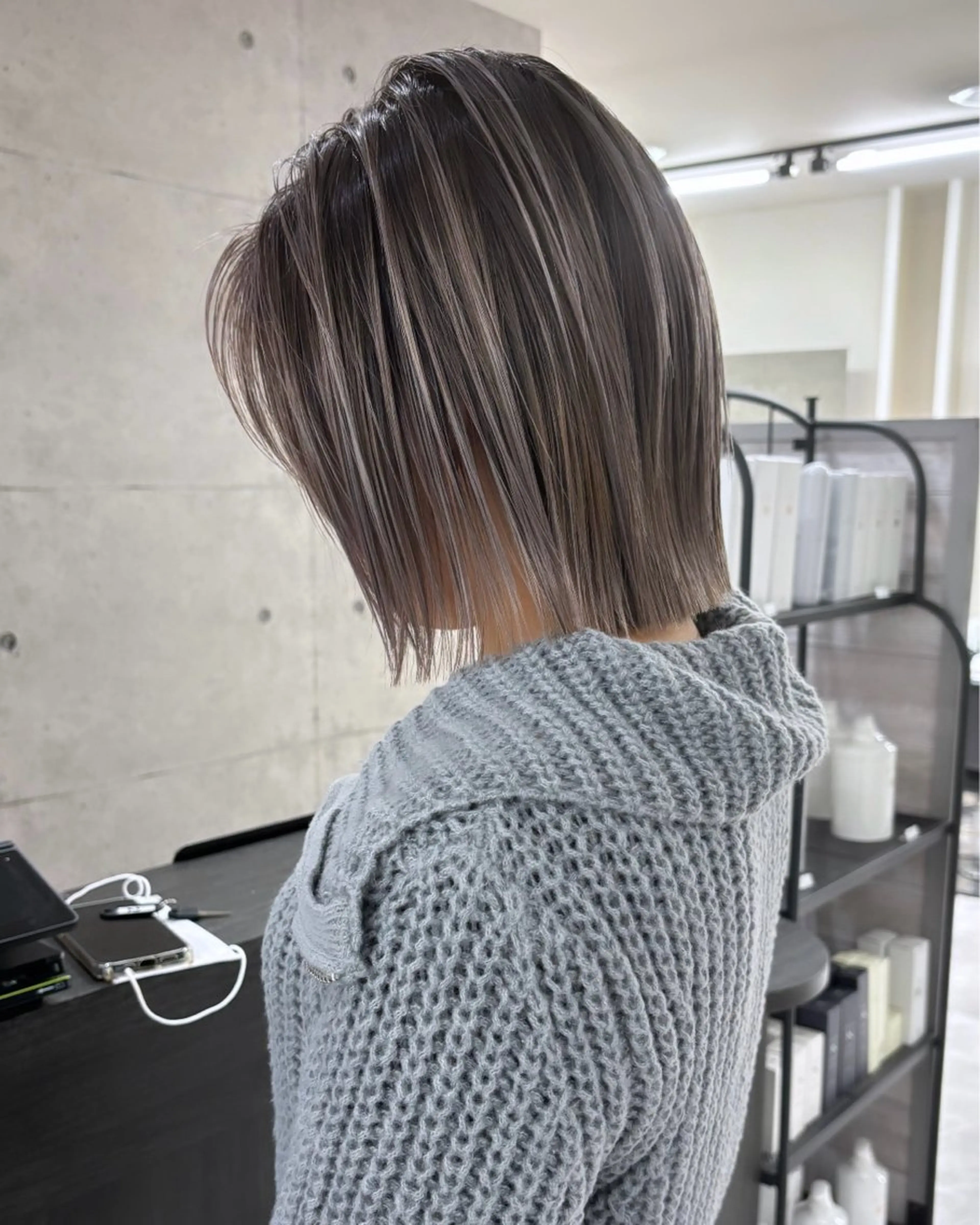 セミロング カラー ショートボブ アディクシーカラー ブリーチ ケアブリーチ ダブルカラー SUZU/岡山/矯正 ブリーチ/レイヤーのヘアスタイル