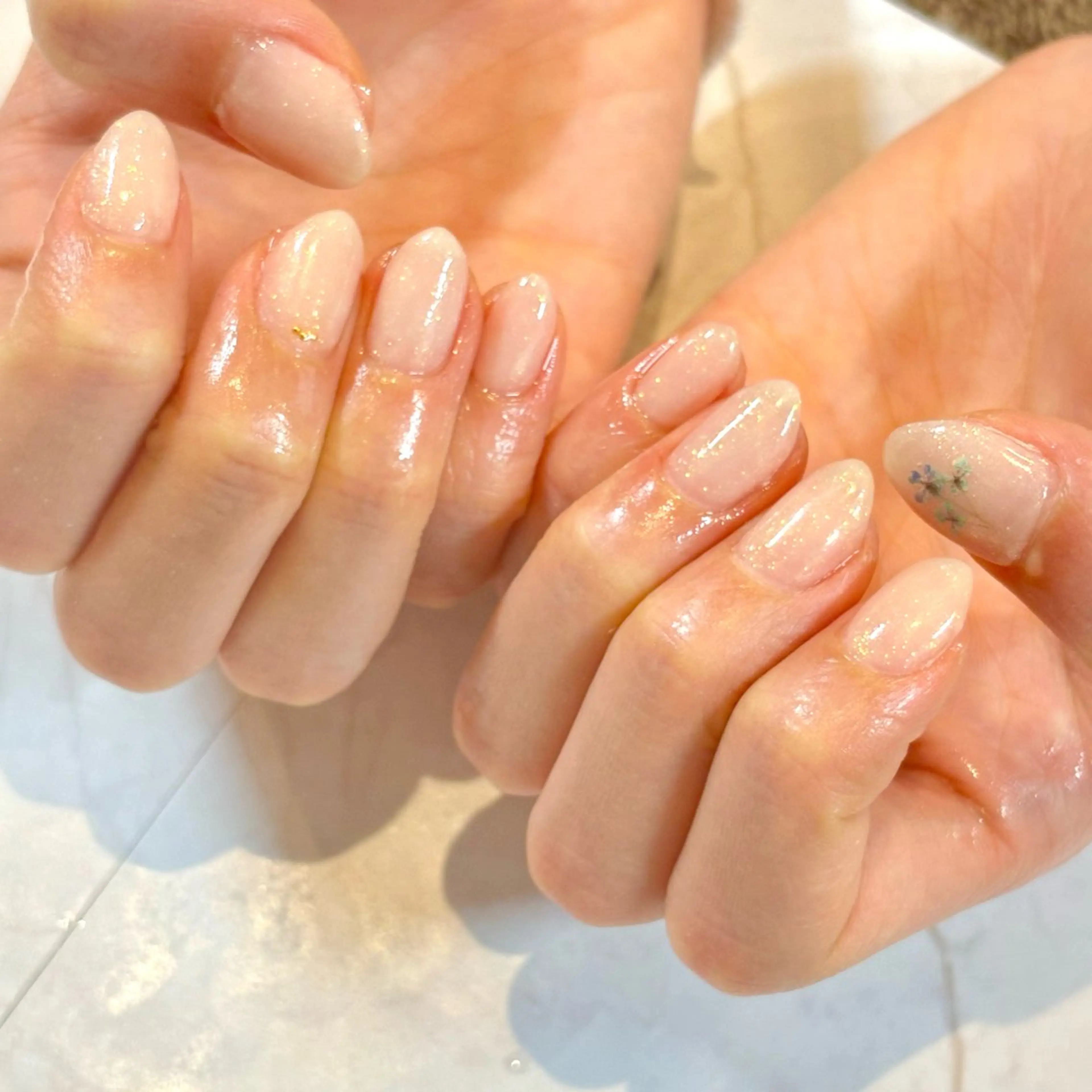 ネイル ブルー フラワーネイル ラメ(グリッター) ホワイト SEPT NAIL こばやしのネイルデザイン