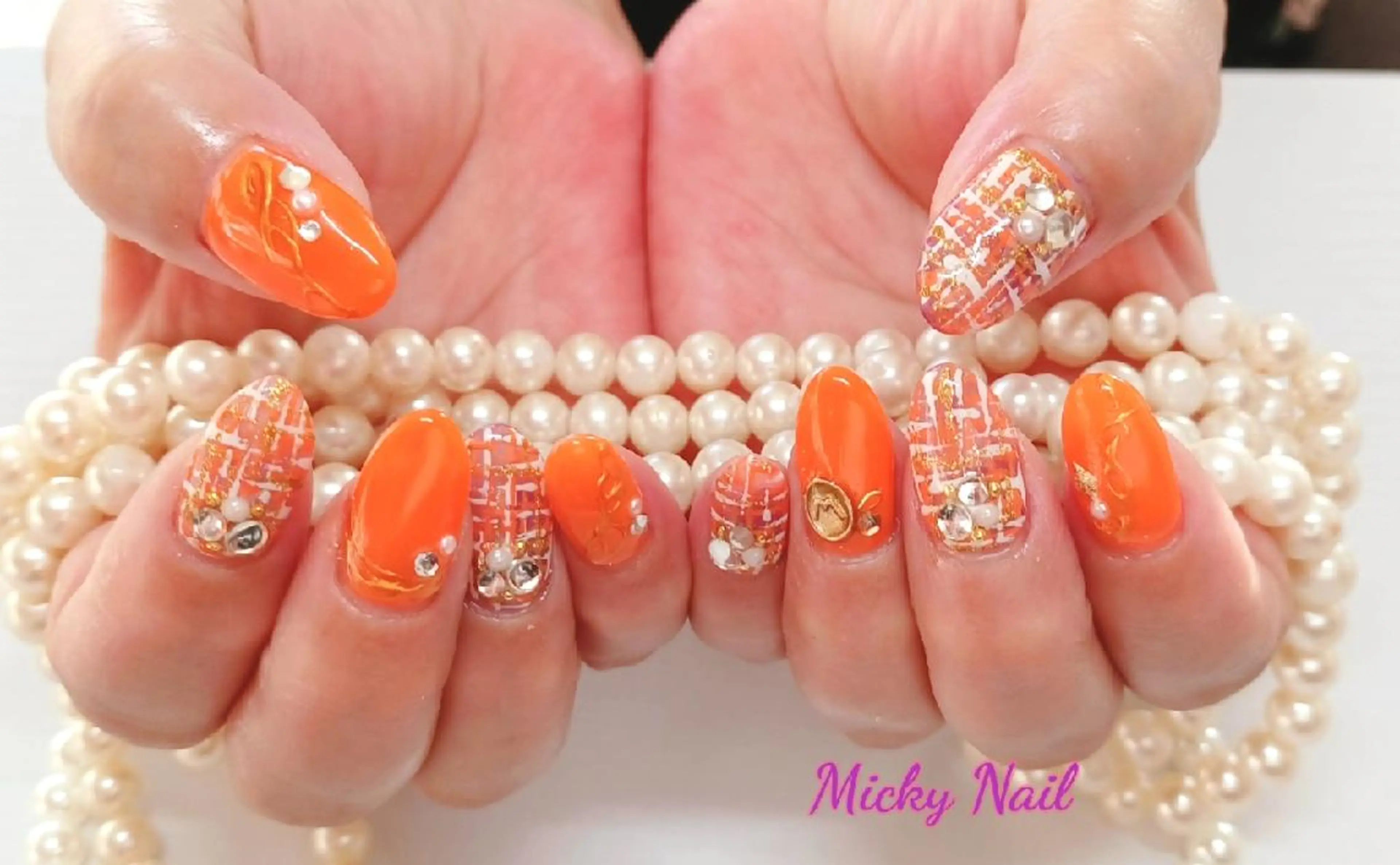 ミディアム ネイル ハロウィン ハロウィン ツイードネイル Micky nail chikushinoのその他イメージ