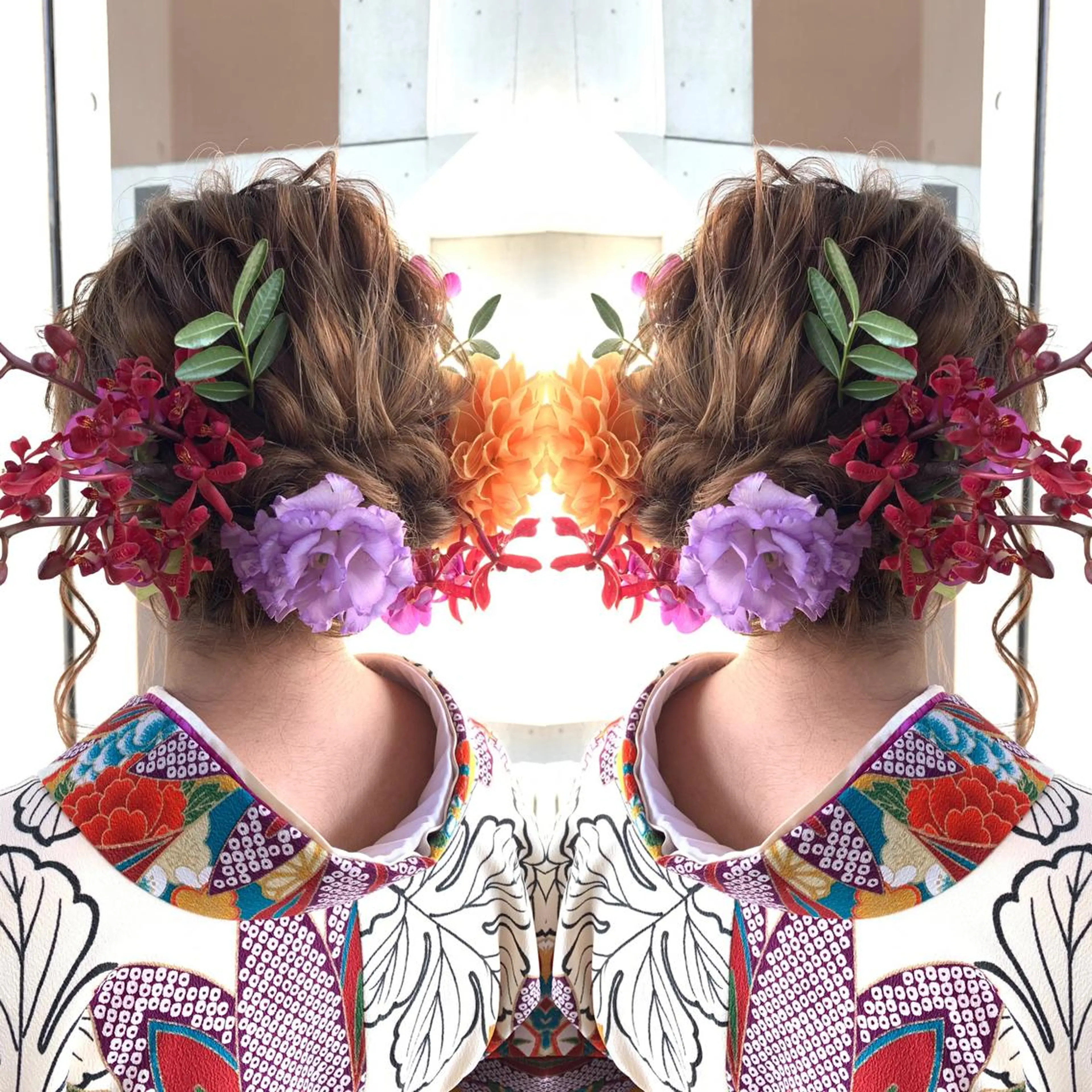 セミロング カラー ヘアアレンジ 結婚式・ブライダル 卒業式のヘアスタイル Merci メルシー 福岡、今泉のヘアスタイル