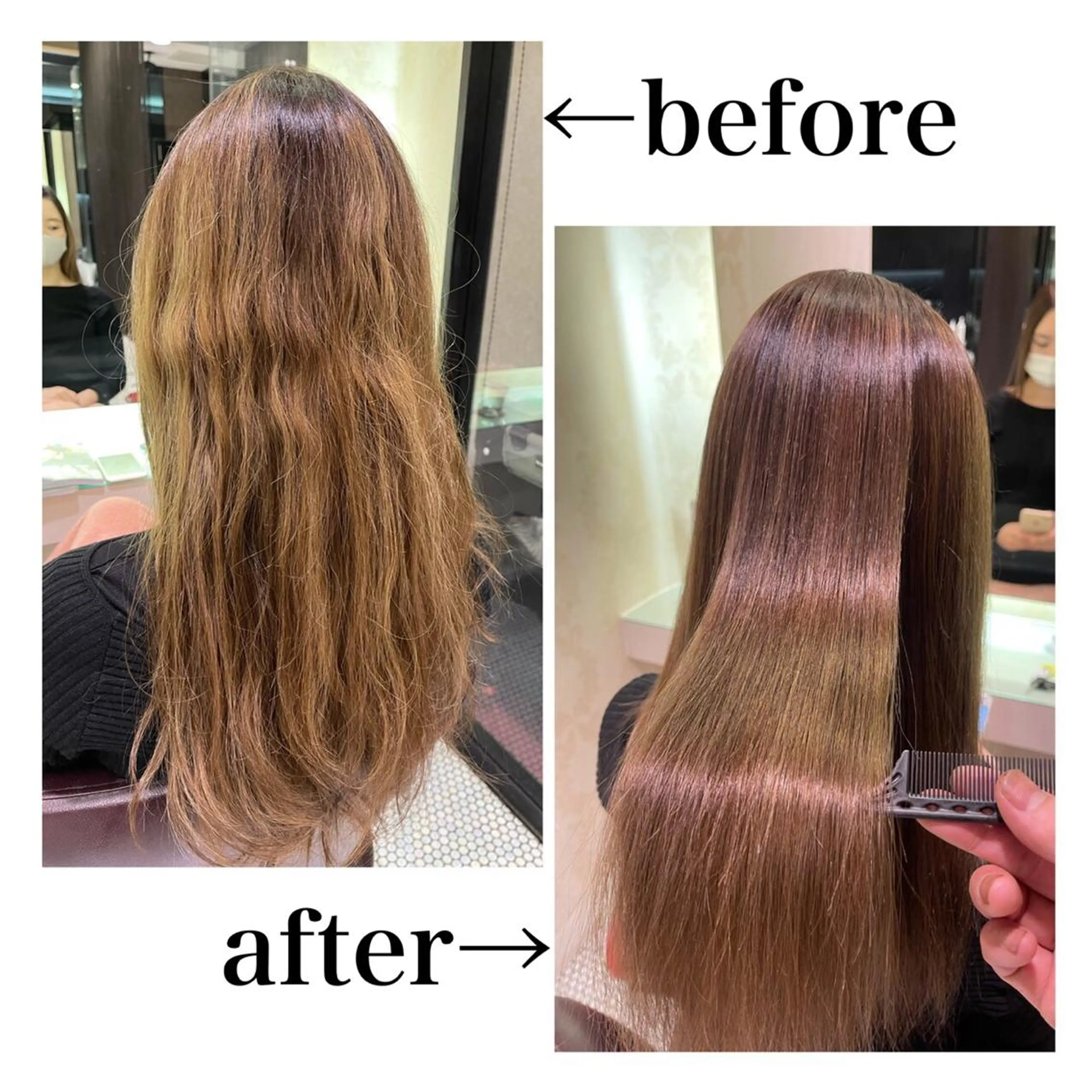 ロング カラー パーマ 髪質改善 縮毛矯正 ✨髪質改善ストレート ×ミニボブ✨萩原　翼のヘアスタイル