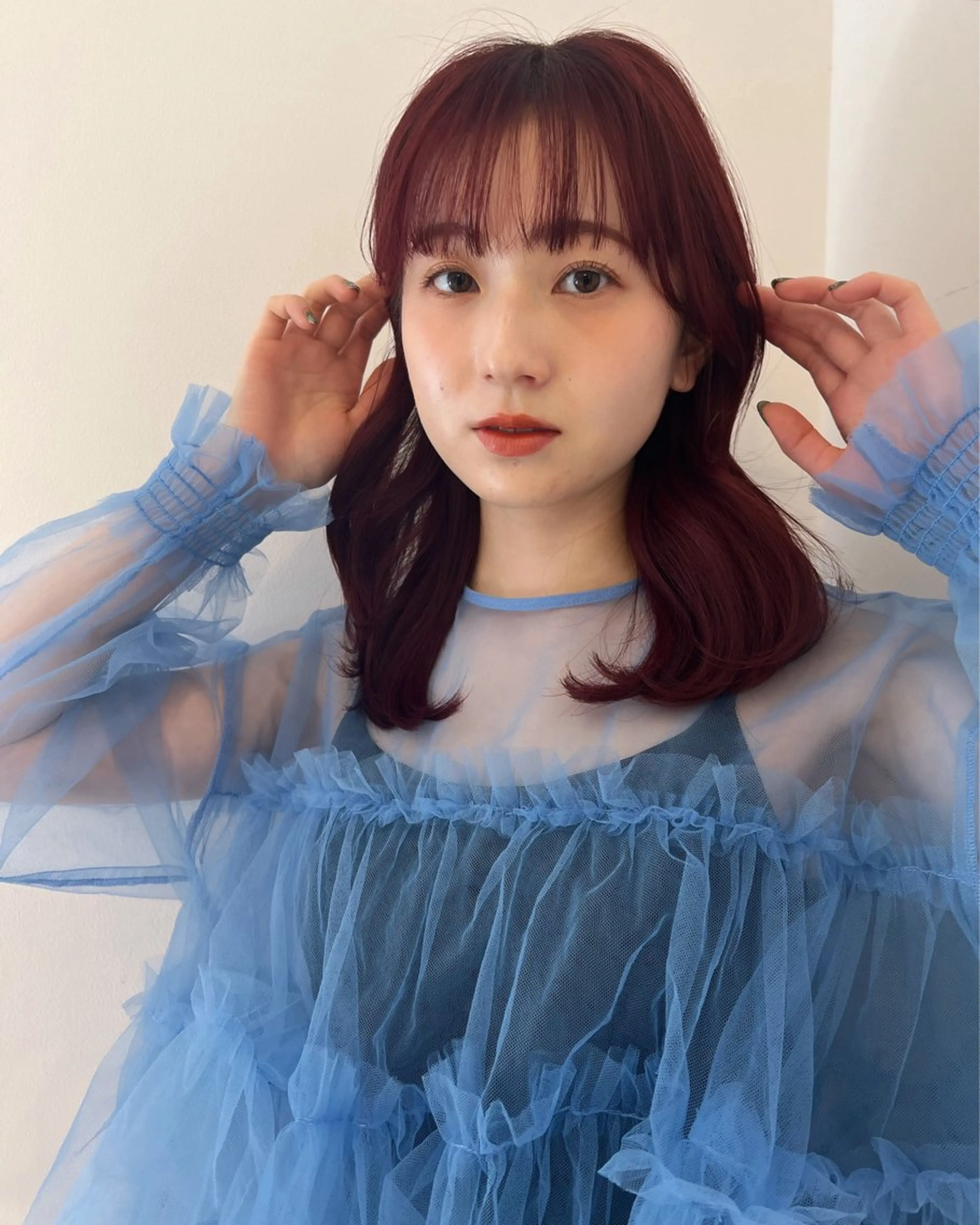 ミディアム カラー ボルドーカラー ヘアカラー 韓国ヘア 🎀華澄のヘアスタイル