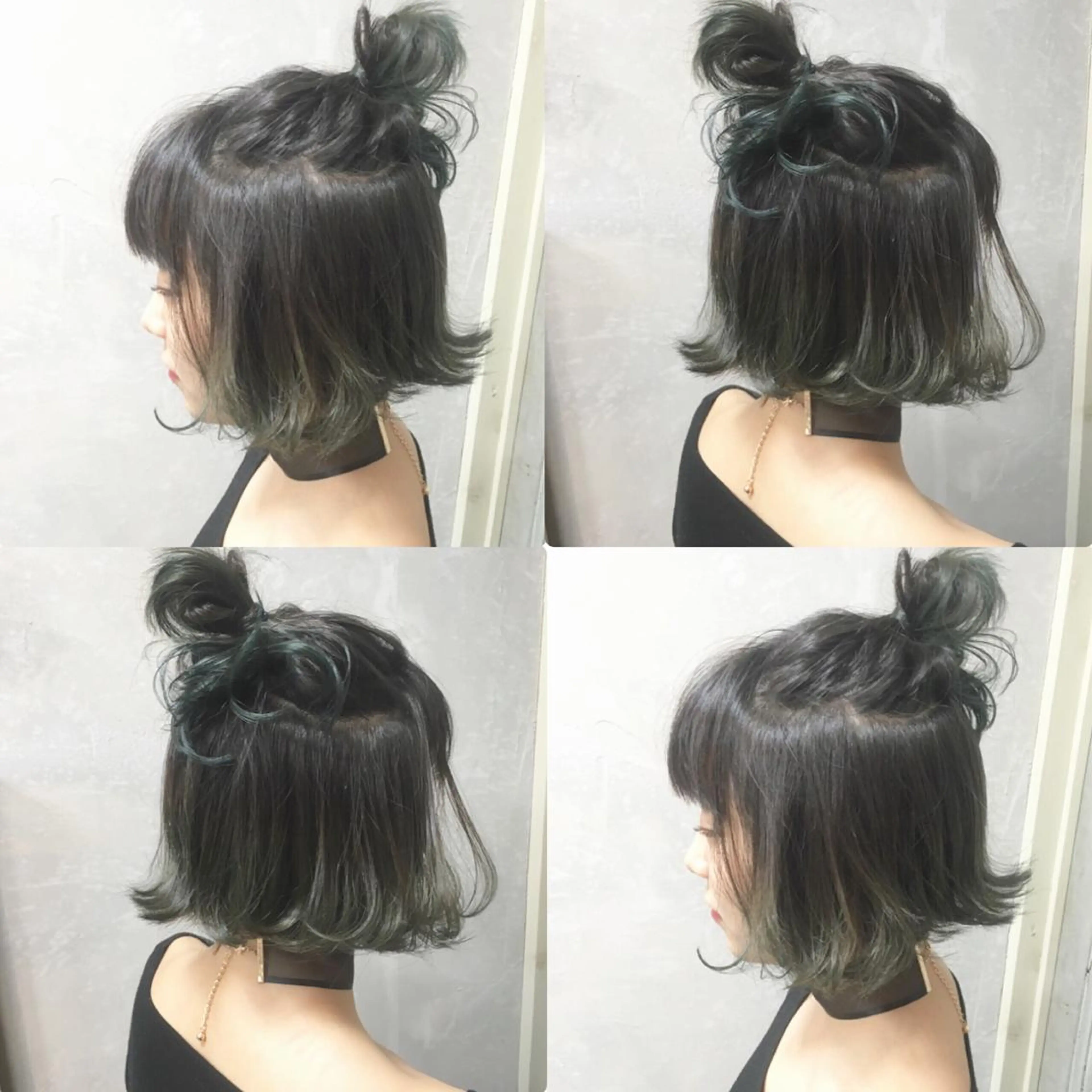 ショート カラー ヘアアレンジ お団子ヘア ブルーカラー グラデーションカラー autre所属・大久保 ひでなりのヘアスタイル