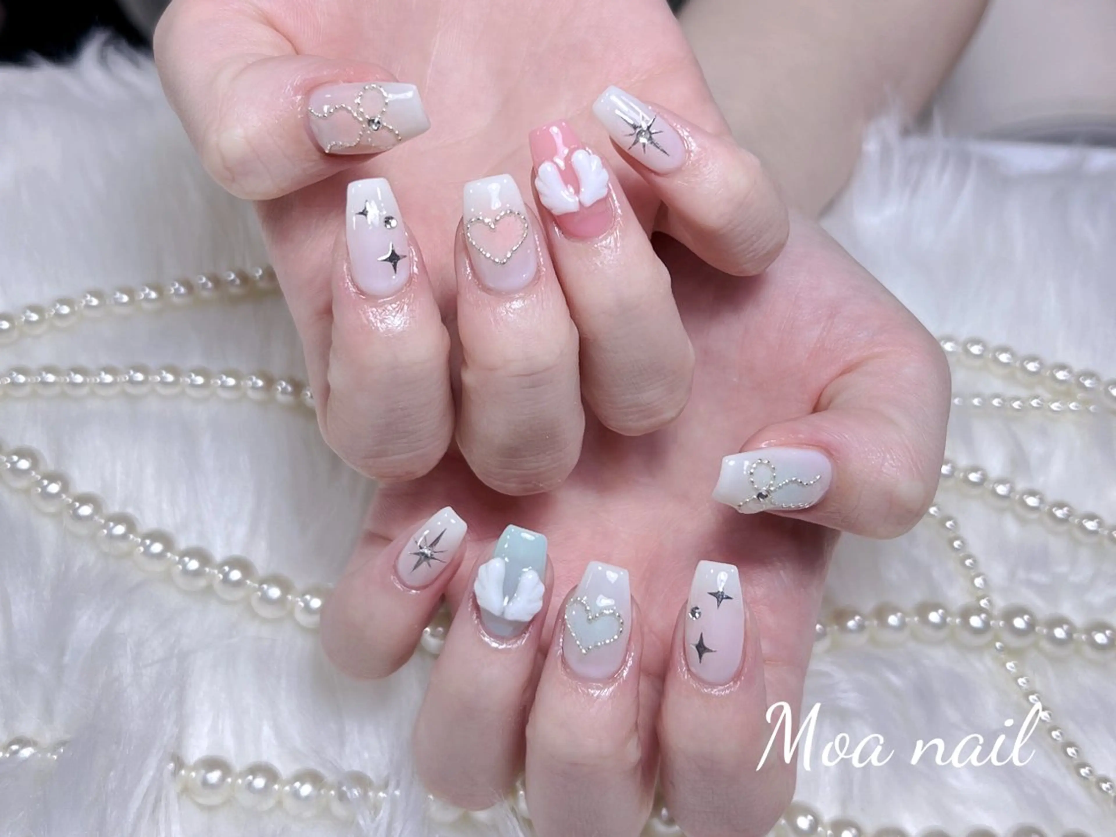 ネイル 長さ出し スカルプネイル ワンホンネイル ハンドネイル Moa nailのネイルデザイン