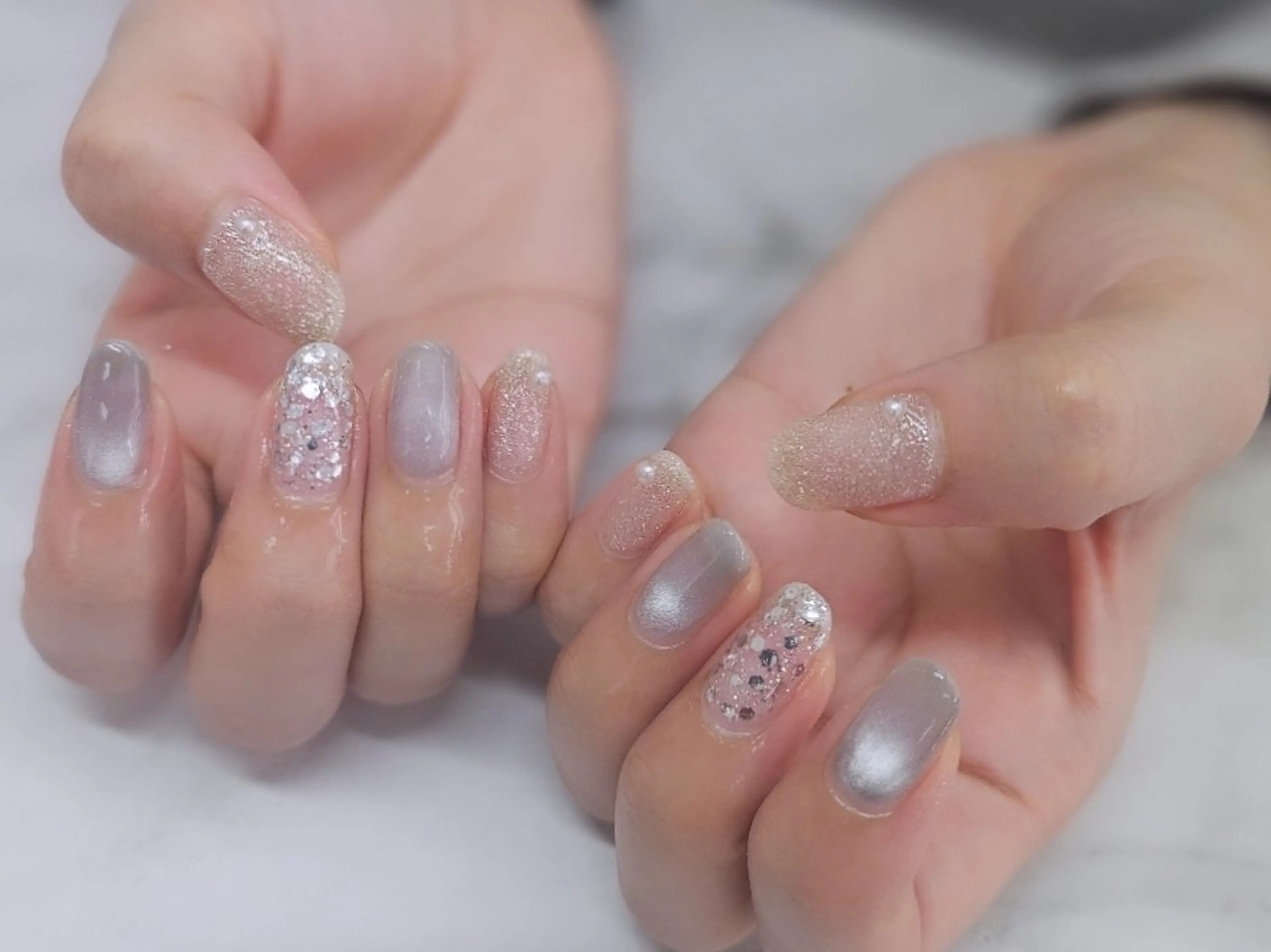 ネイル フラッシュネイル ラメ(グリッター) マグネットネイル シンプルネイル NailSalon LuireYUUNAのネイルデザイン