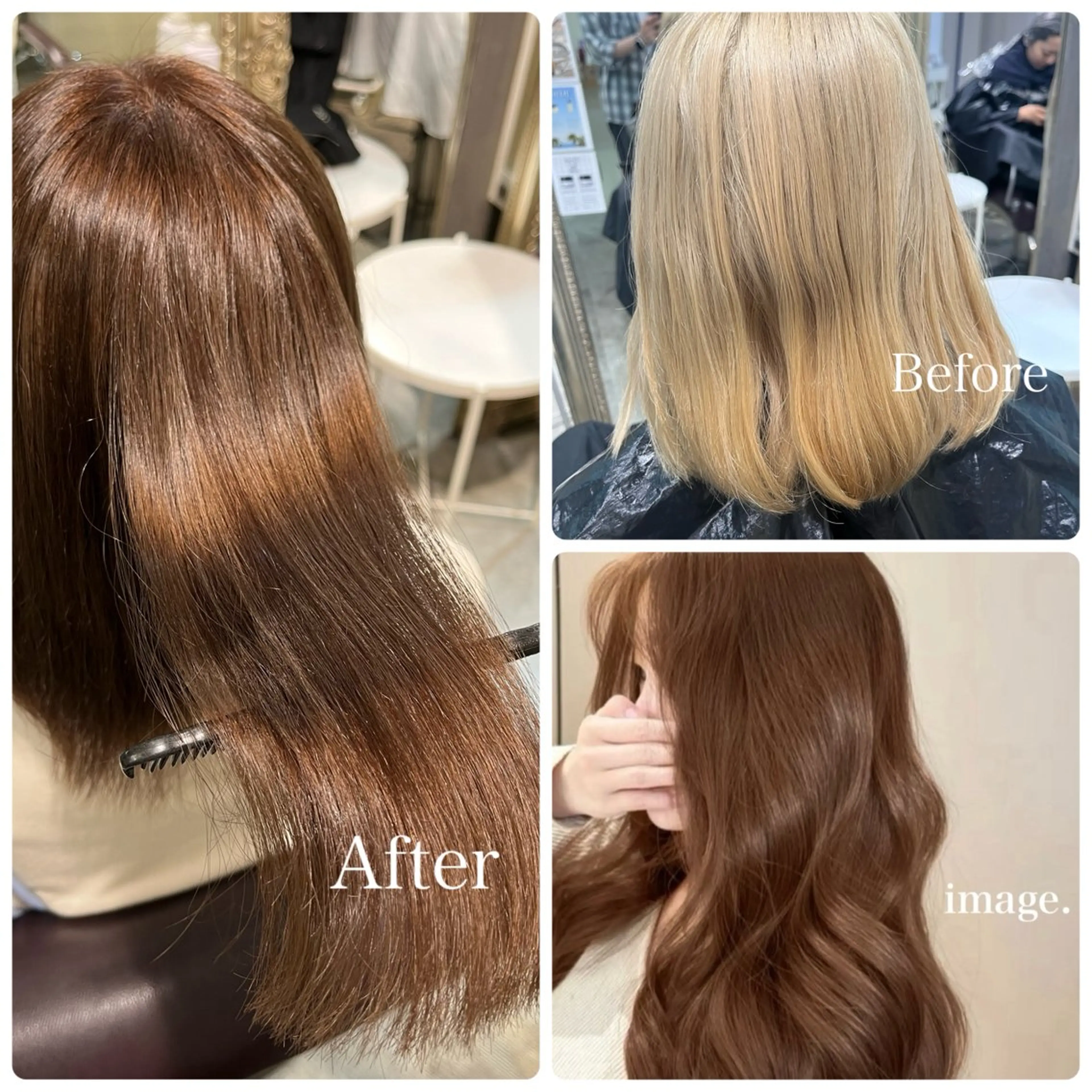 ミディアム カラー ブリーチ フェザーパーマ🌙 毛流れ yuzukiのヘアスタイル