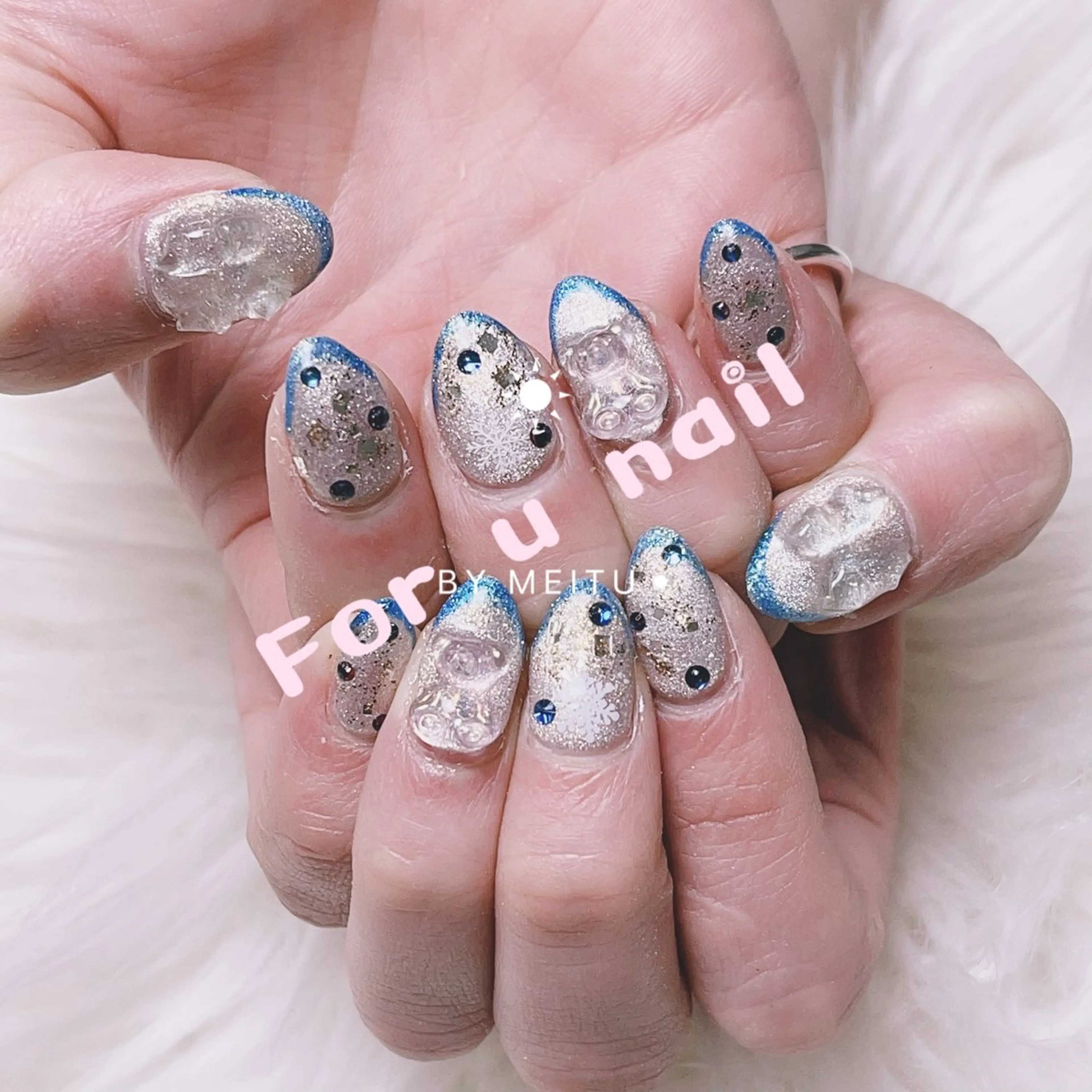 メンズ ネイル アートネイル フレンチネイル ジェルネイル キラキラネイル パラジェル Bloom スカルプ専門店のネイルデザイン