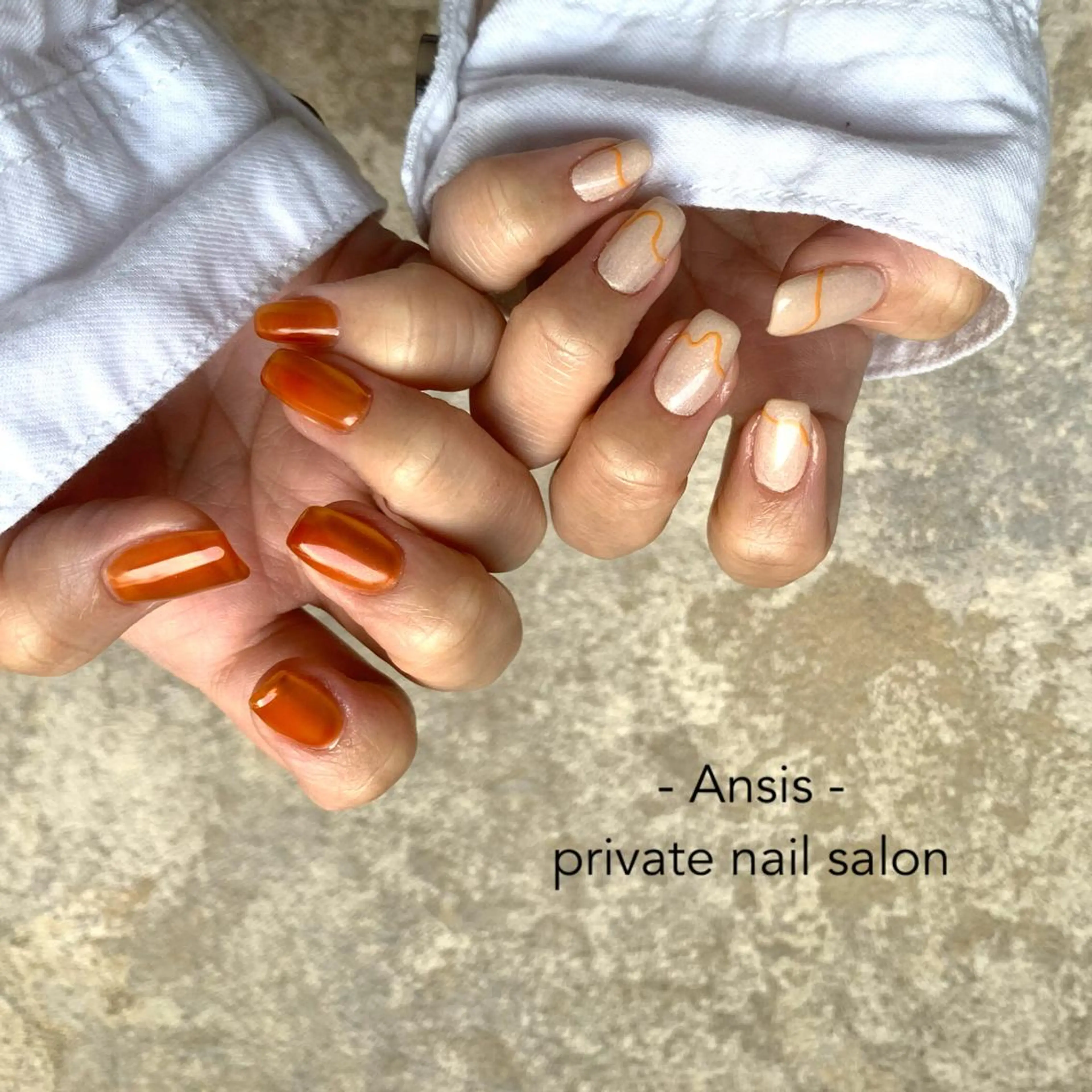 ネイル オーロラネイル オレンジ na kaのネイルデザイン