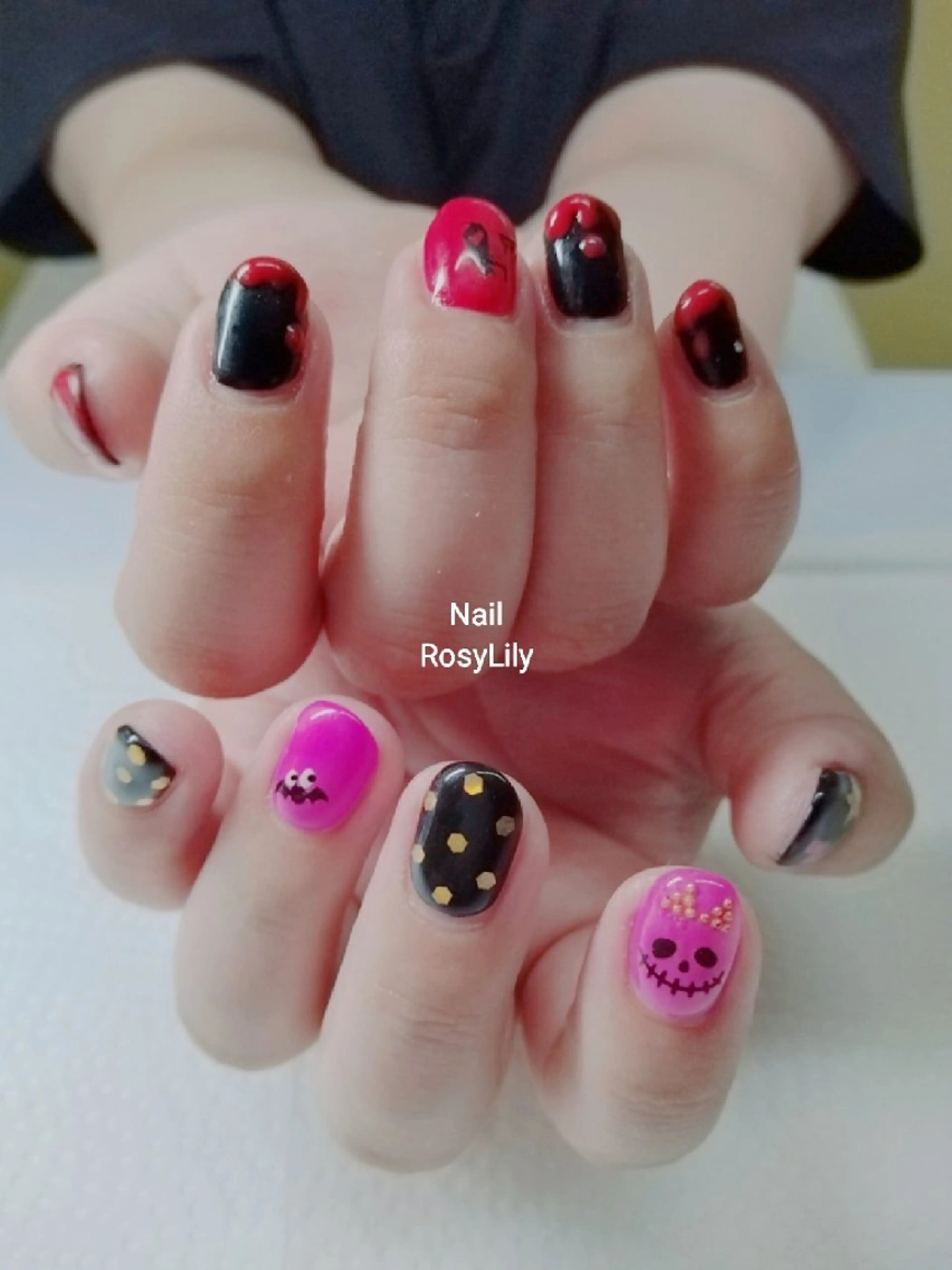 ネイル ハロウィン 持ち込み プライベートサロン RosyLily所属・プライベートサロン Rosy Lilyのネイルデザイン