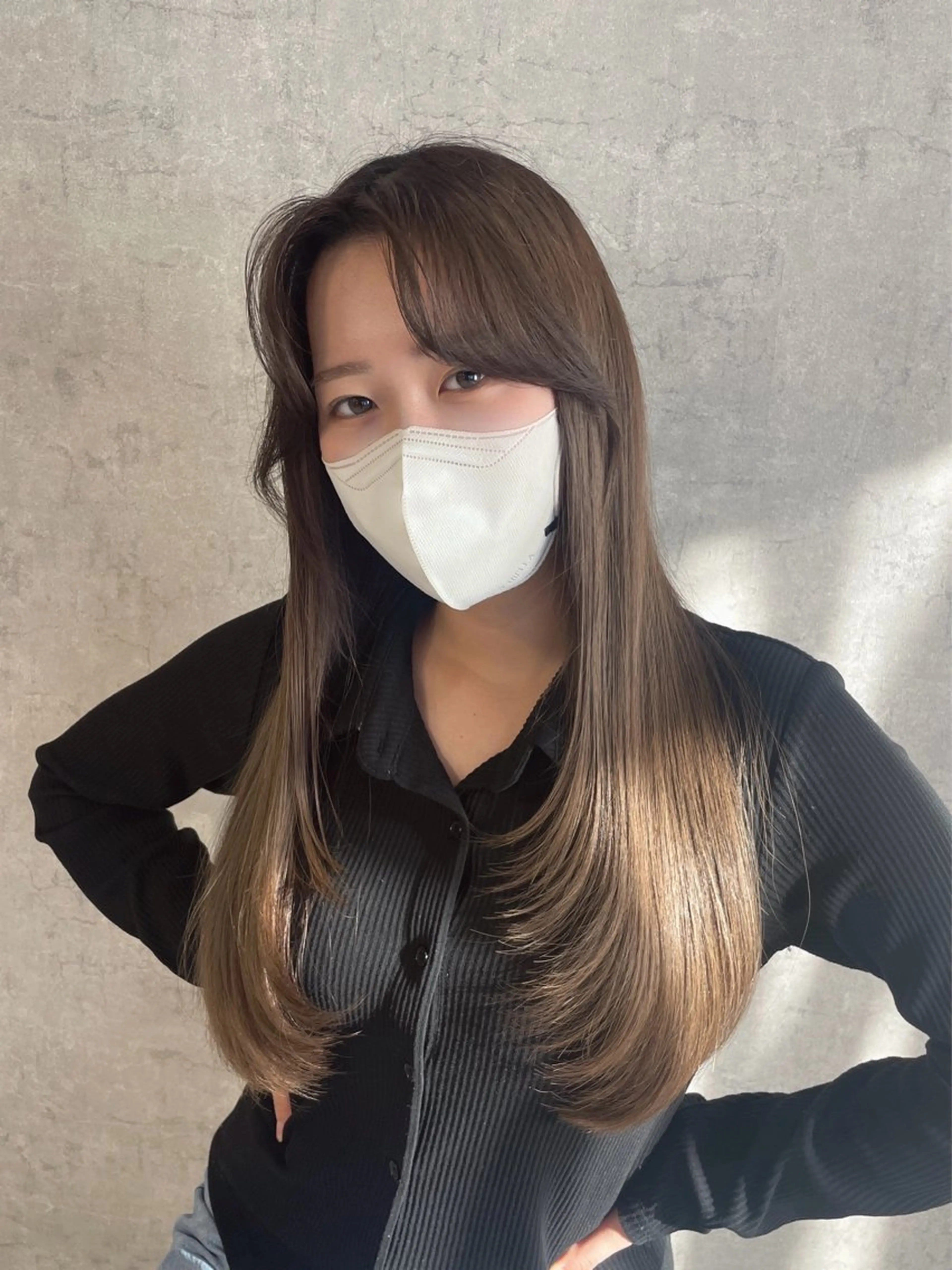 ロング 顔まわりレイヤー 顔周りカット 姫カット 髪質改善 韓国風ヘア トレンド韓国ヘア 🇰🇷のんのヘアスタイル