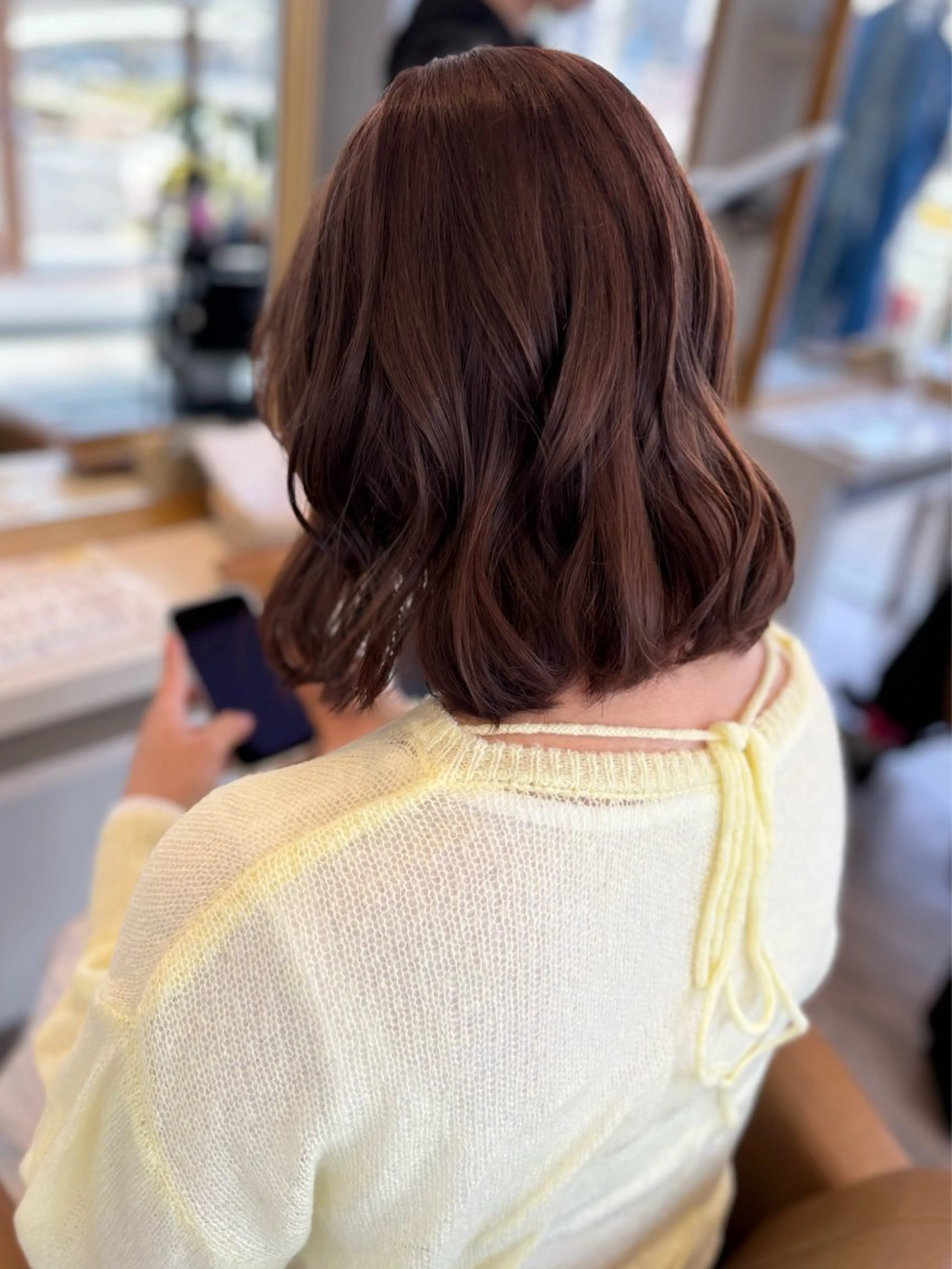 ミディアム カラー ヘアカラー トリートメント yui🥀/ボブ /ブリーチなしカラーのヘアスタイル