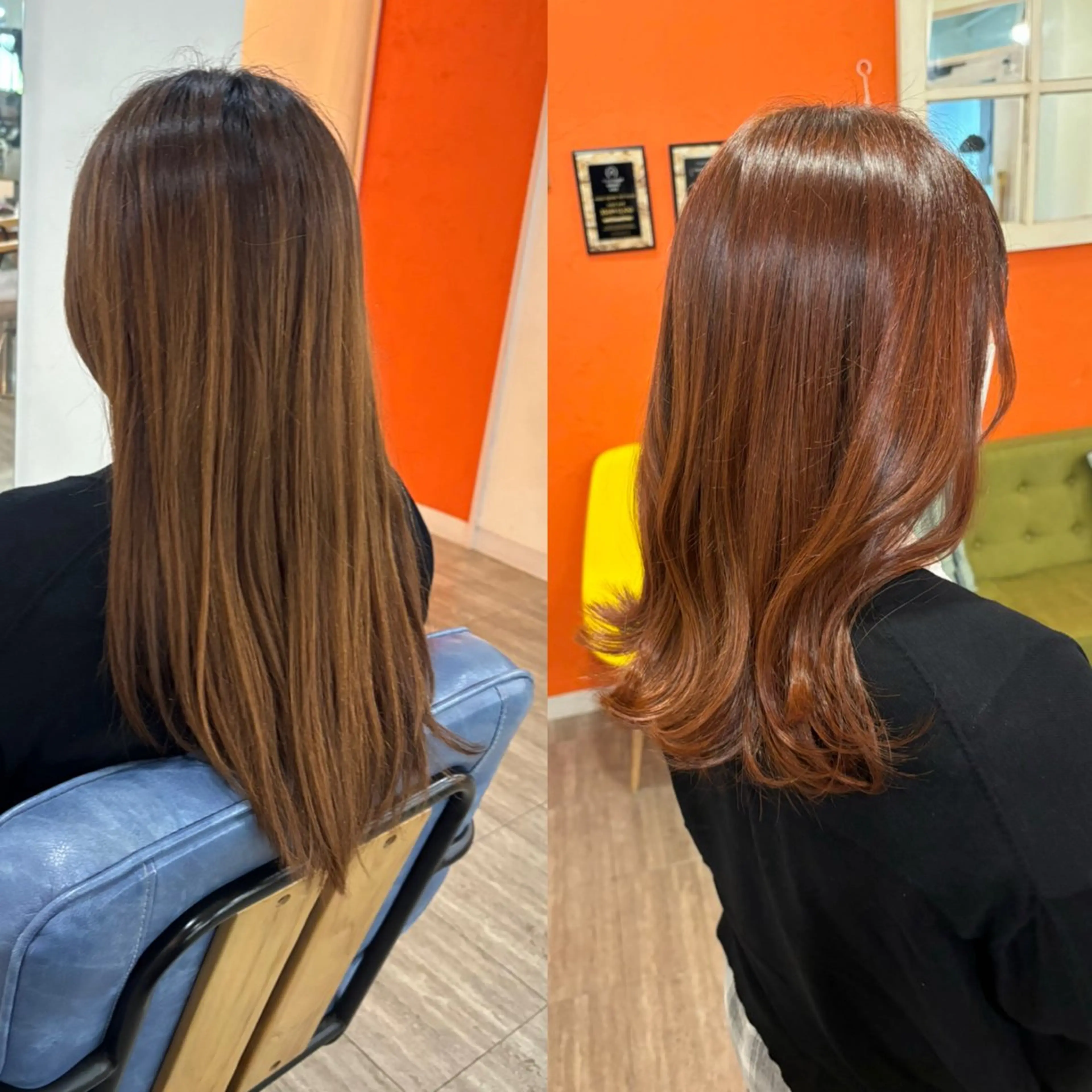 ミディアム カット ヘアカラー トリートメント 艶カラー🩵💛 NANAのヘアスタイル