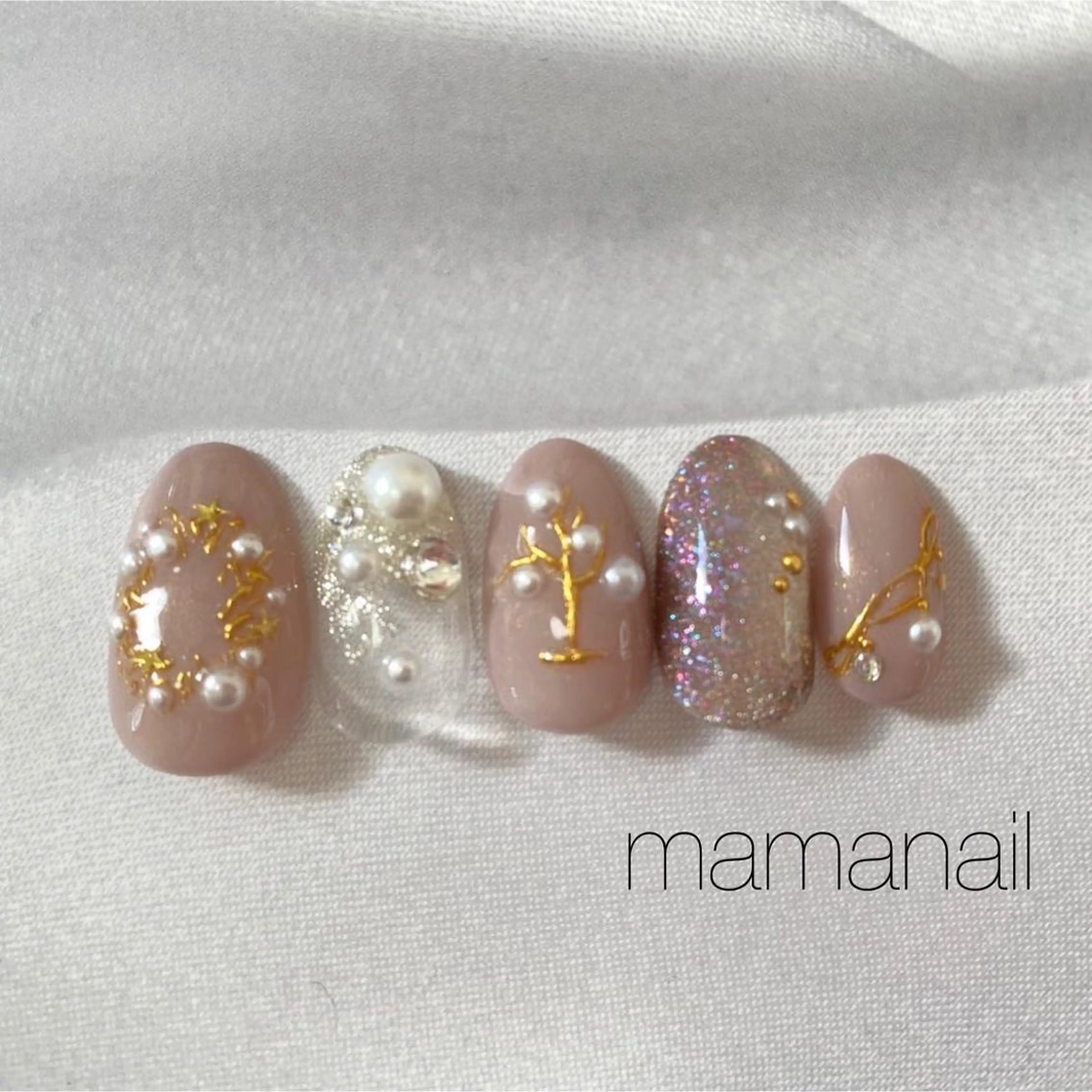 ネイル アートネイル ブルー ジェルネイル ネイルサロン mama nailのネイルデザイン
