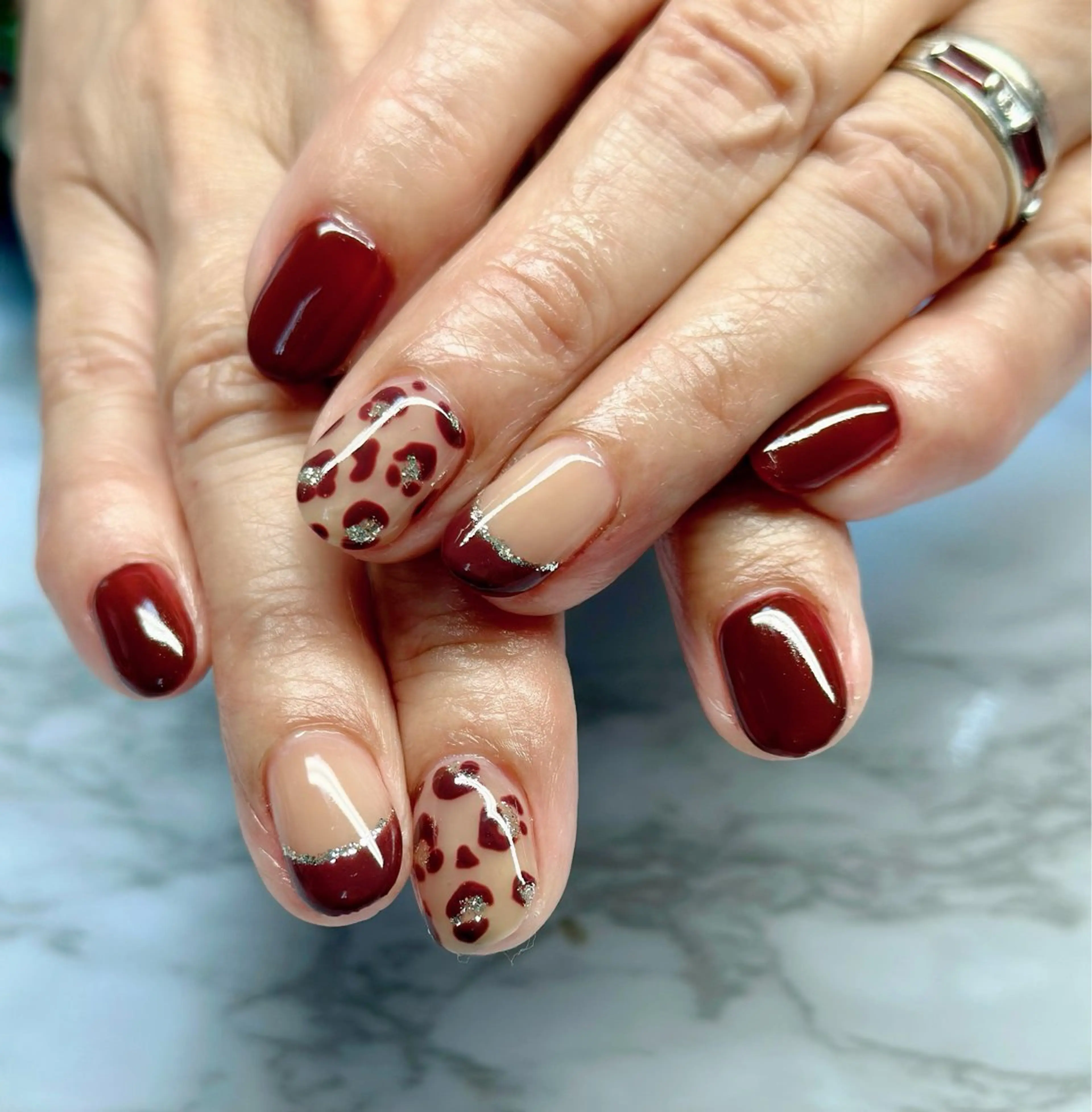 ネイル アニマル柄 フレンチネイル ワンカラーネイル 春ネイル M.N_ nailのネイルデザイン