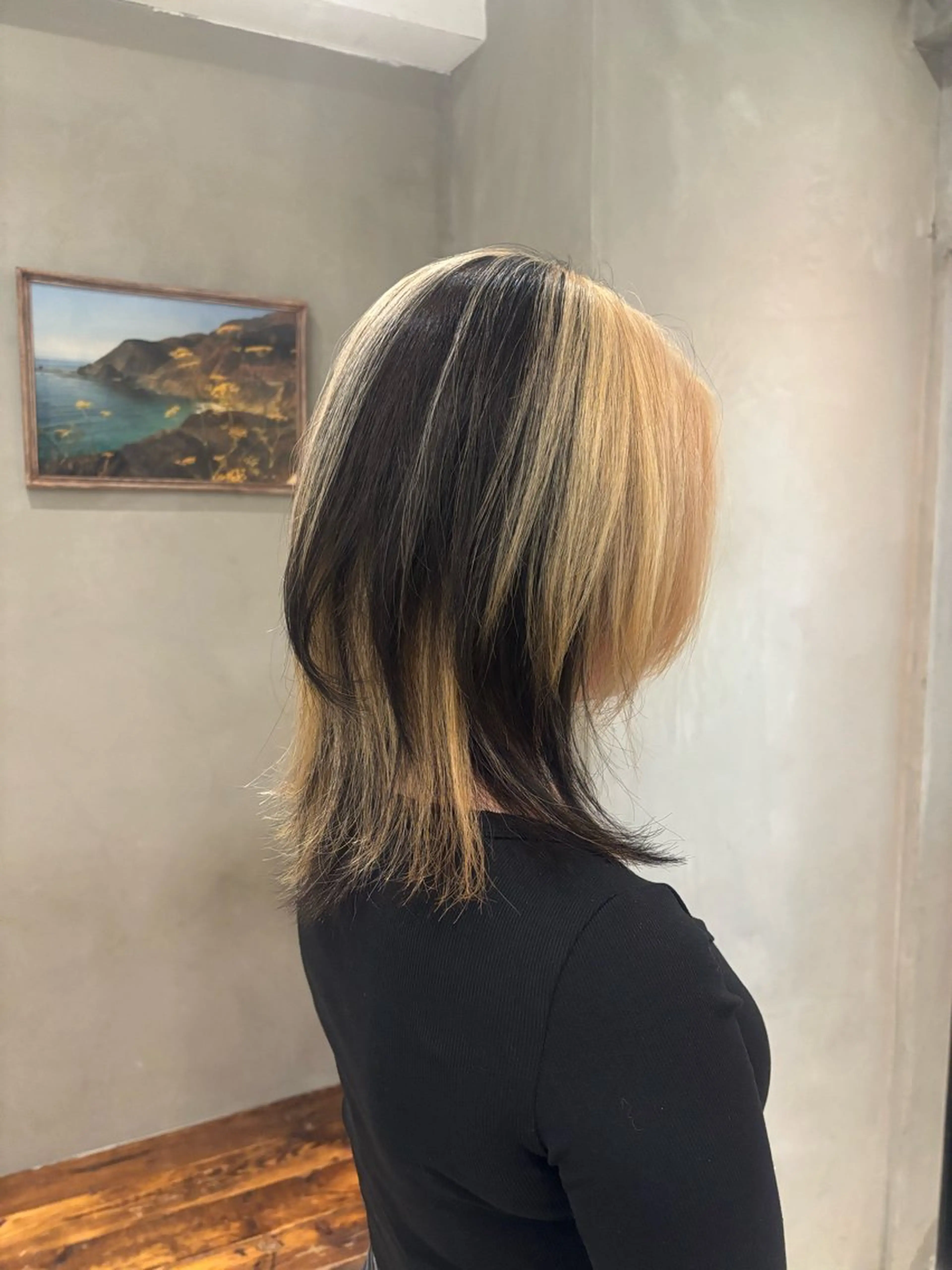 ミディアム カラー ボブレイヤー ボブ レイヤーカット カット ヘアカラー トリートメント ボブ/顔まわりレイヤ ー/新宿/KOKIのヘアスタイル