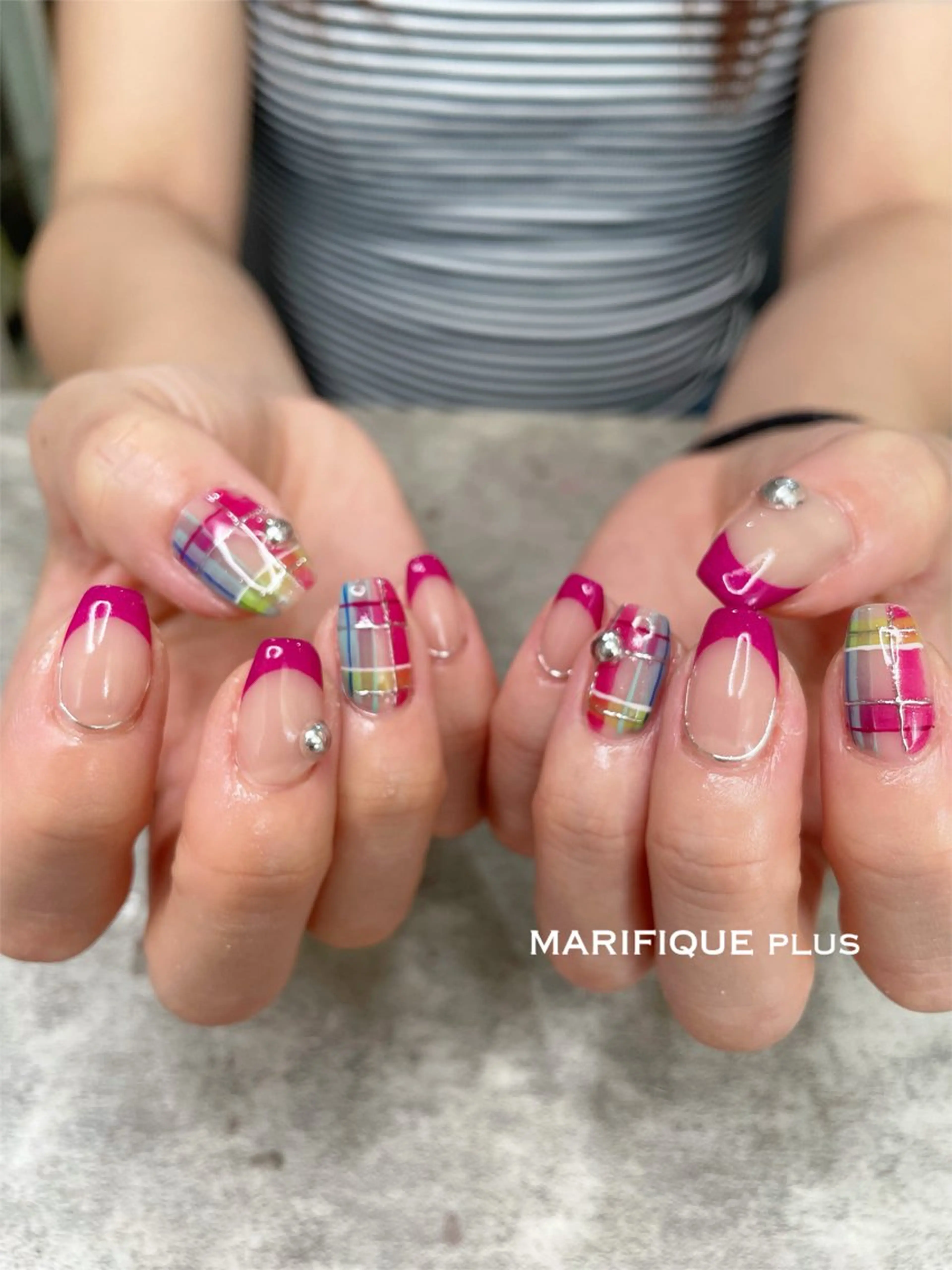 ネイル フレンチネイル スクエアネイル 夏ネイル ハンドネイル ma riのネイルデザイン