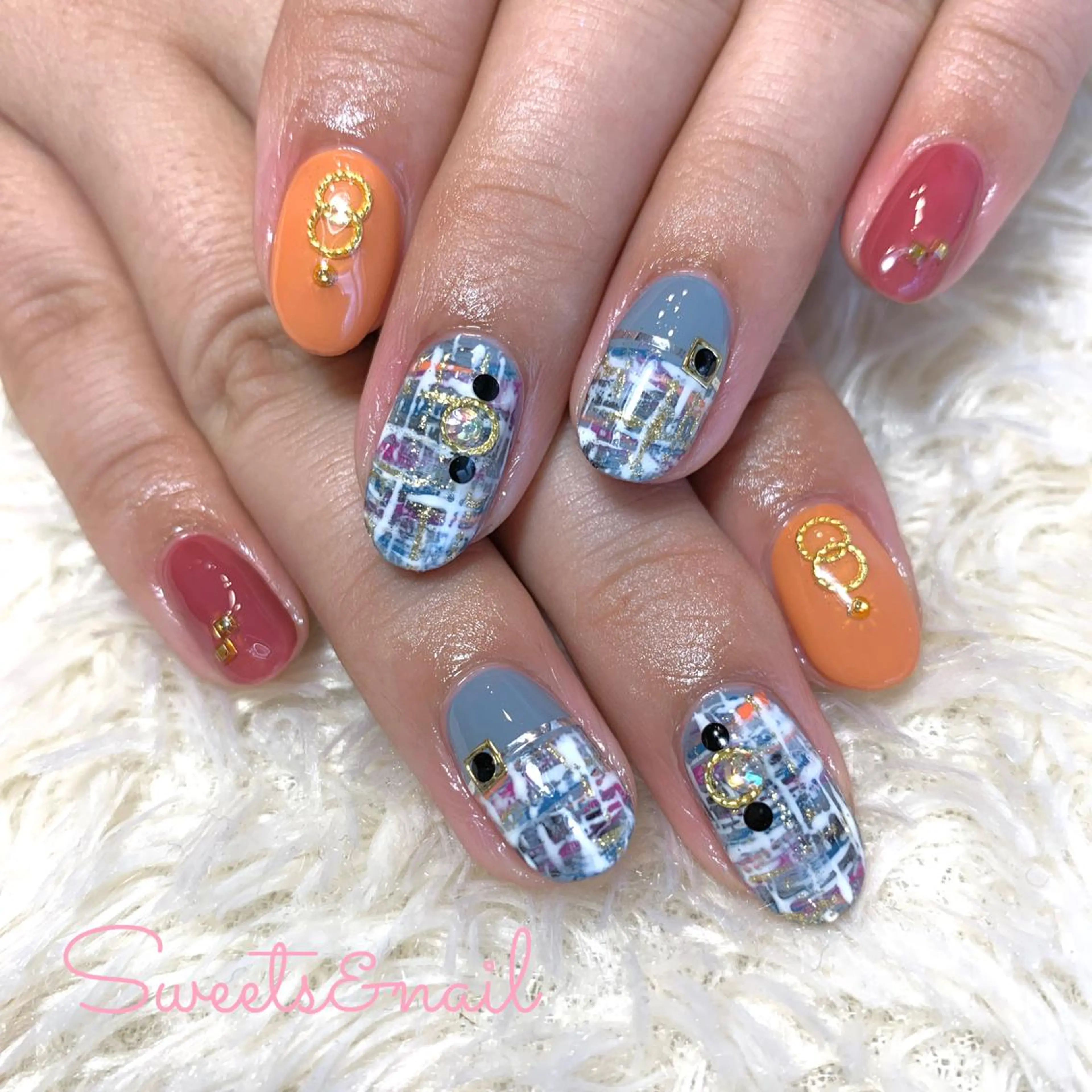 ネイル 持ち込み ツイードネイル Sweets＆ nail みなこのネイルデザイン