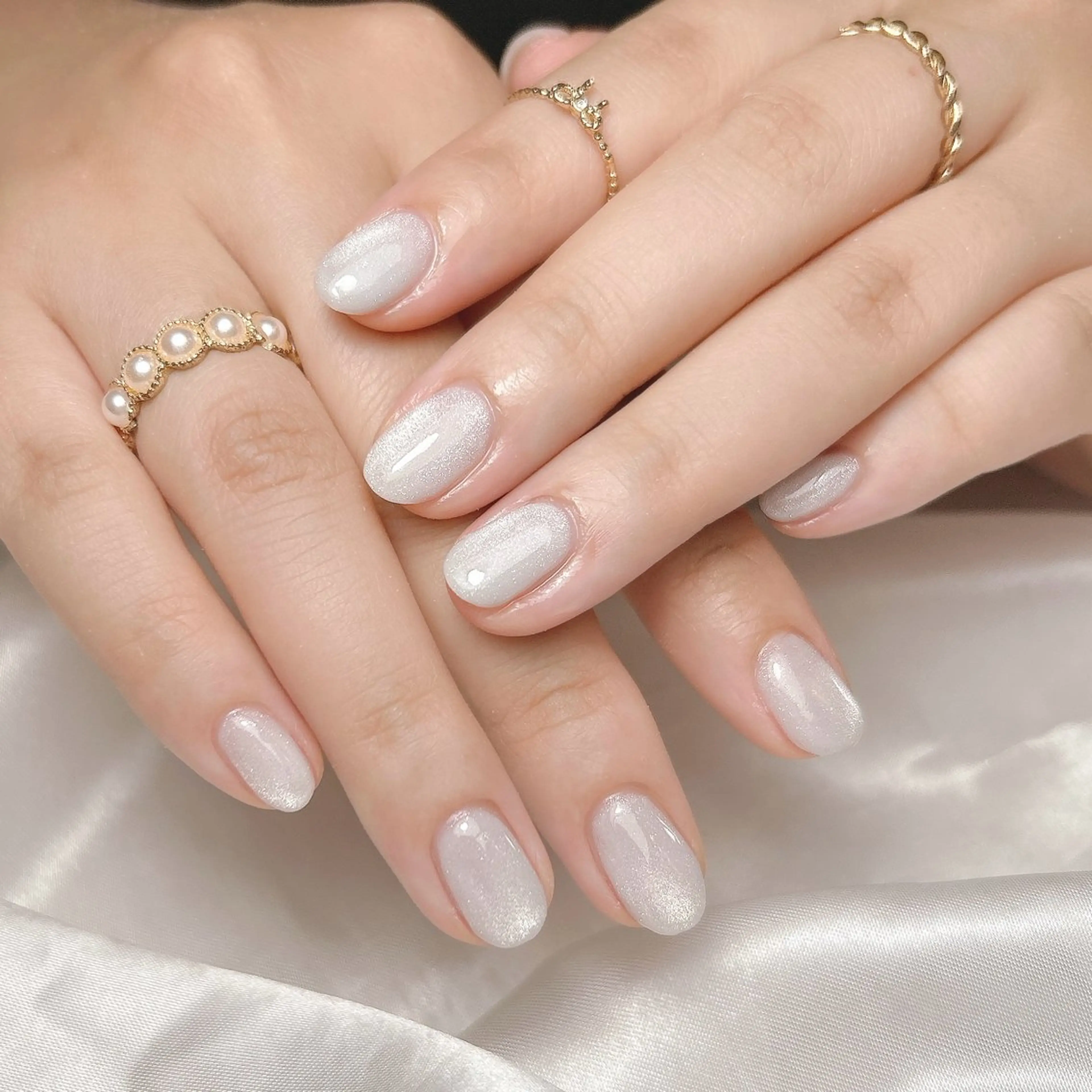 ネイル マグネットネイル ホワイト ハンドネイル junna 金山.東別院.上前津のネイルデザイン