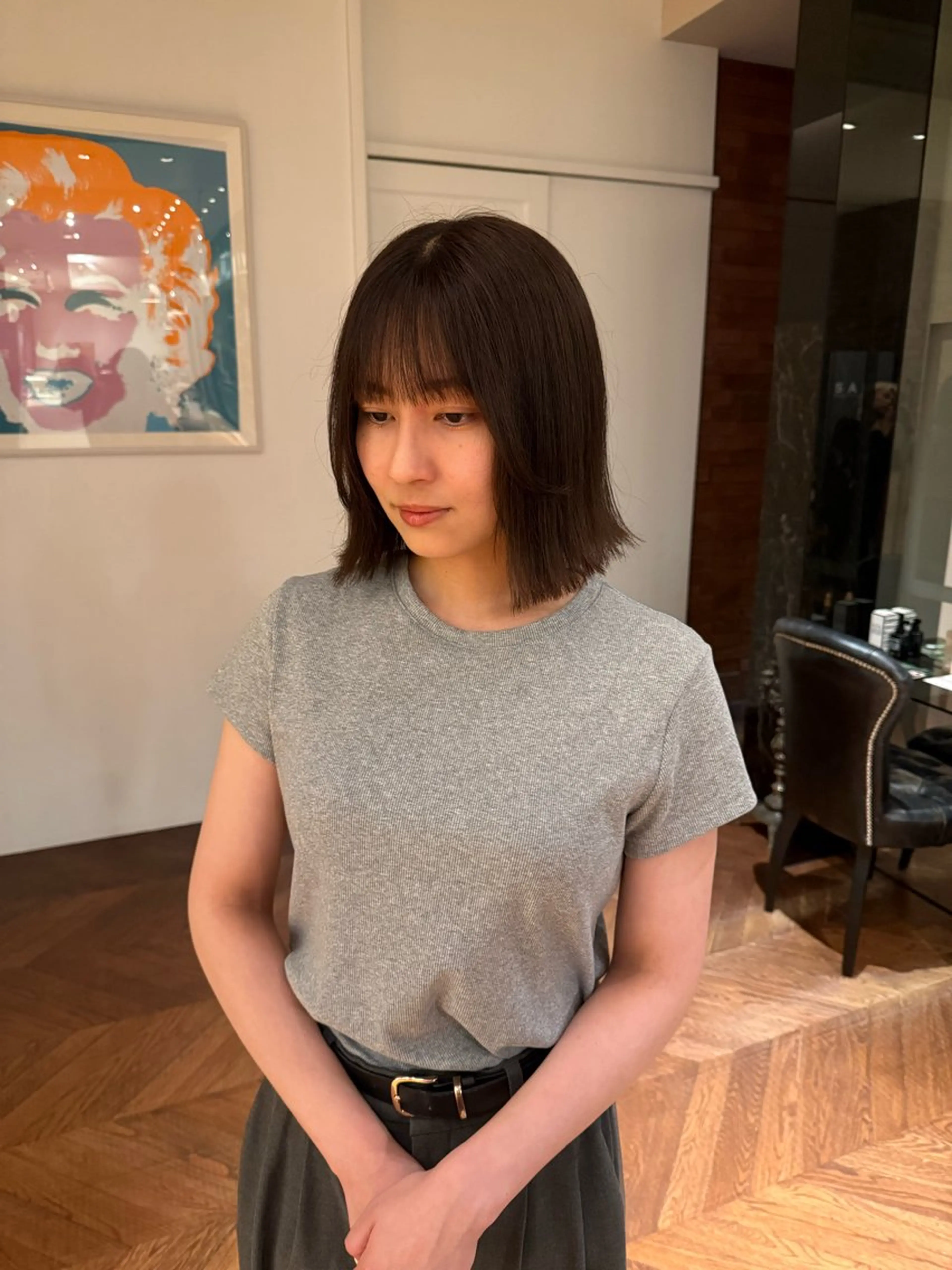 ミディアム SARA山口caz カット/パーマのヘアスタイル