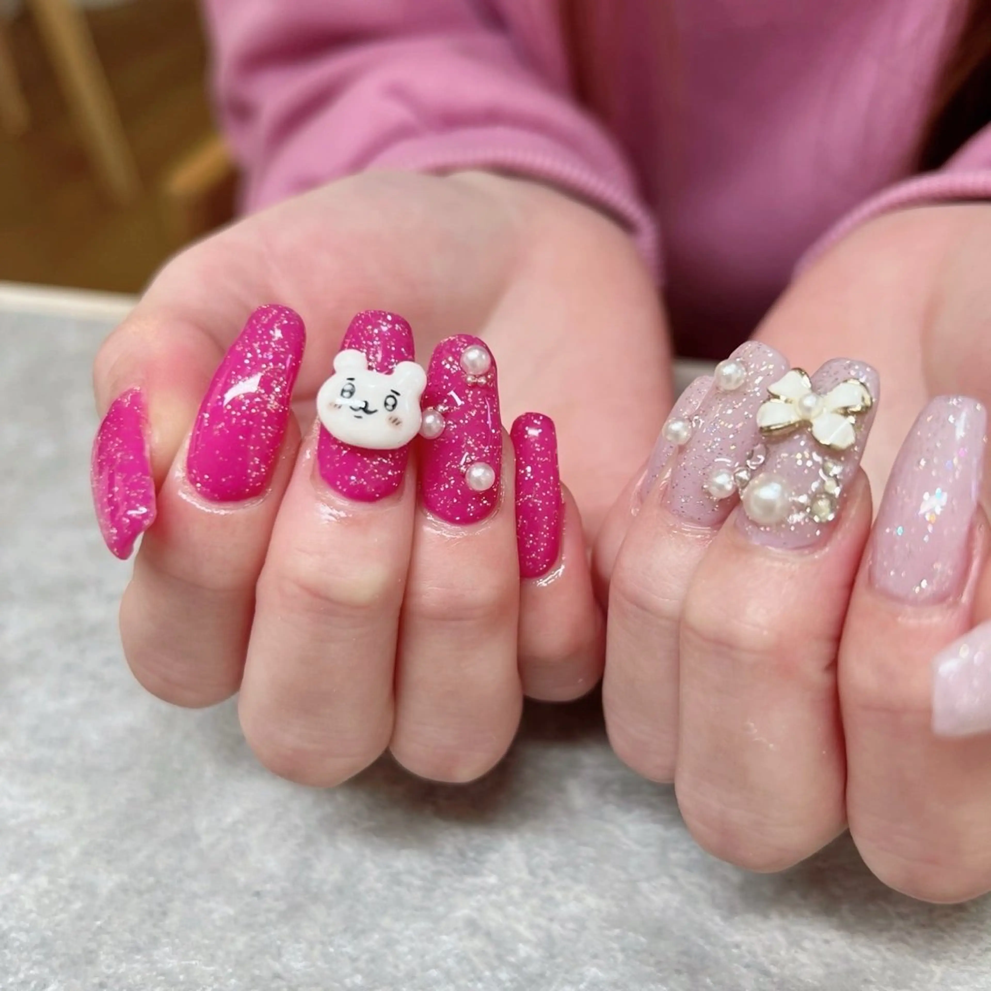 ネイル フラッシュネイル 持ち込み リボン EMUR水口店所属・EMUR水口店 nail  Akiのネイルデザイン