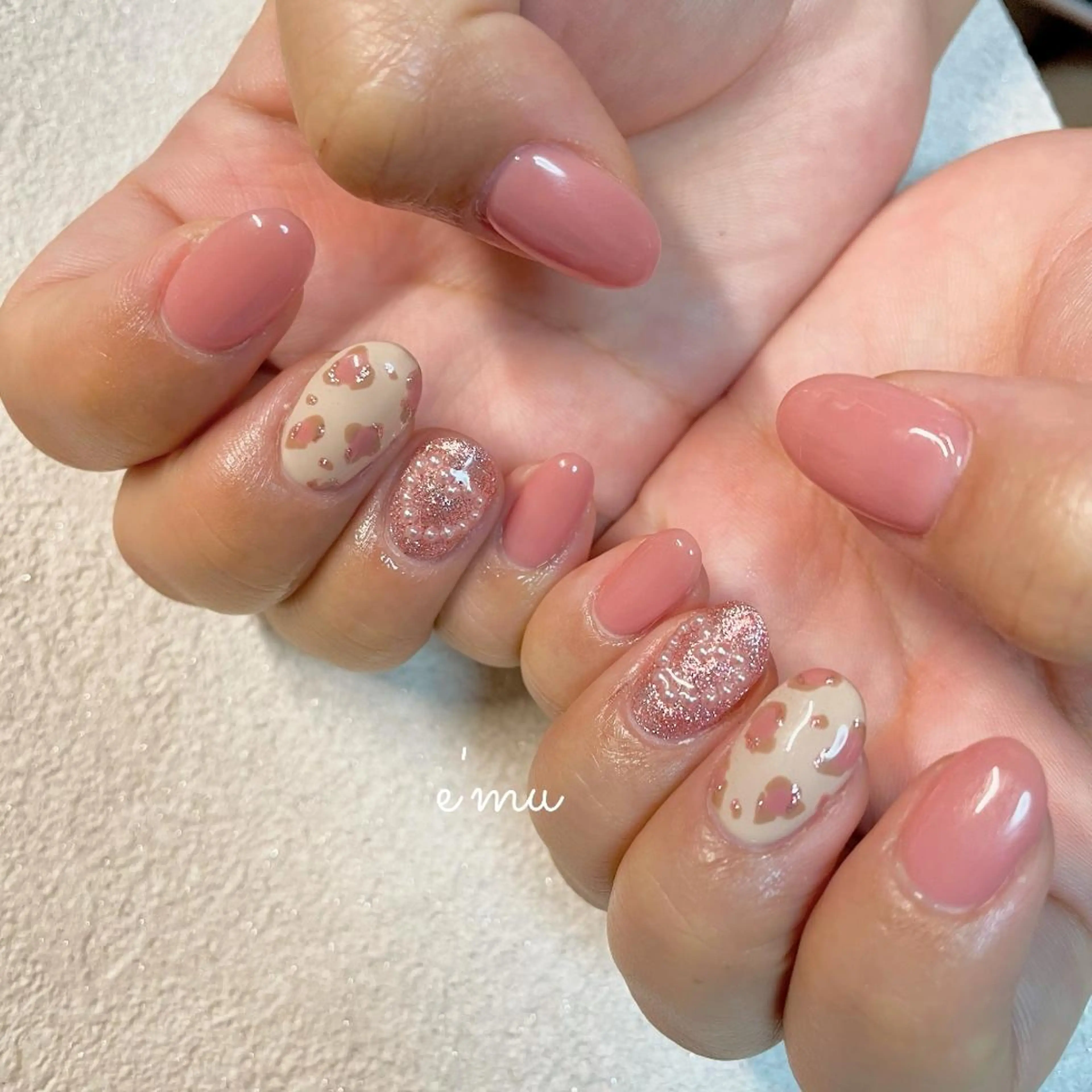 ネイル アニマル柄 ピンク ハンドネイル nail salon e'mu💐のネイルデザイン