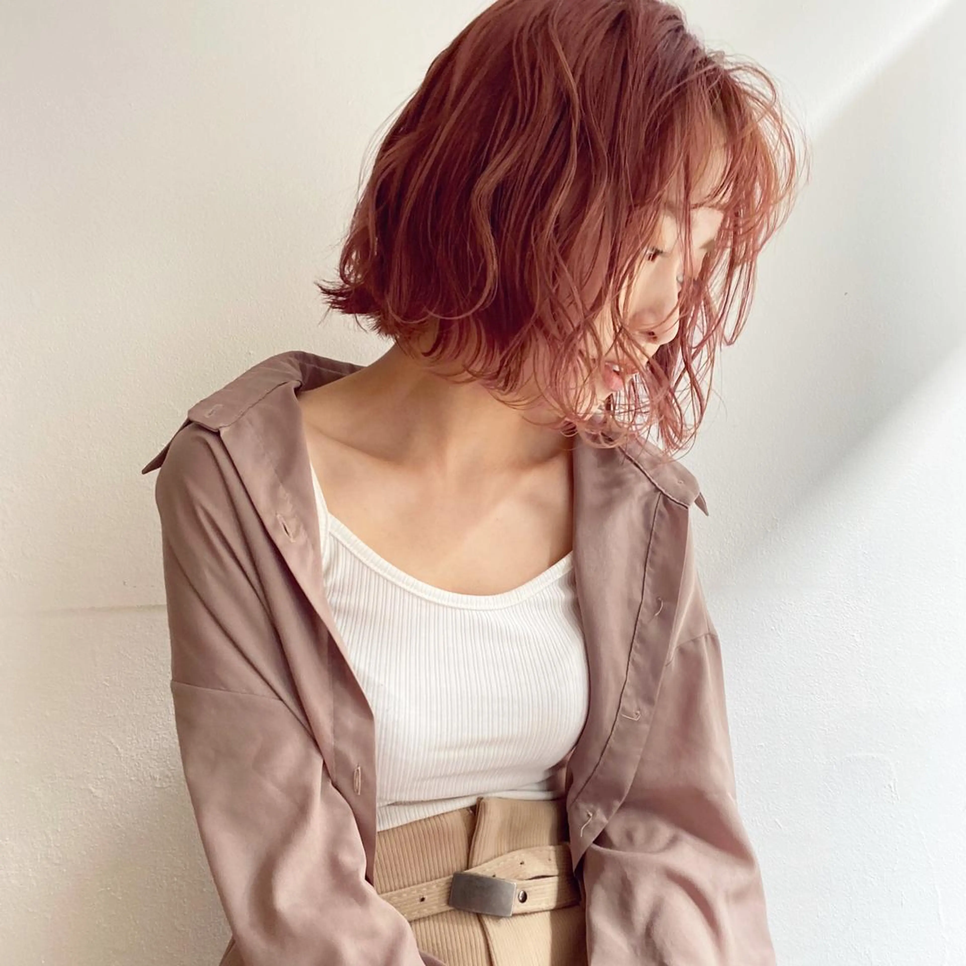 ミディアム カラー パーマ ヘアアレンジ メンズ キッズ ネイル マツエク・マツパ オレンジ ピンクカラー カラーマツエク ボブ オレンジ Uil所属・インナーカラー/ KANAのヘアスタイル