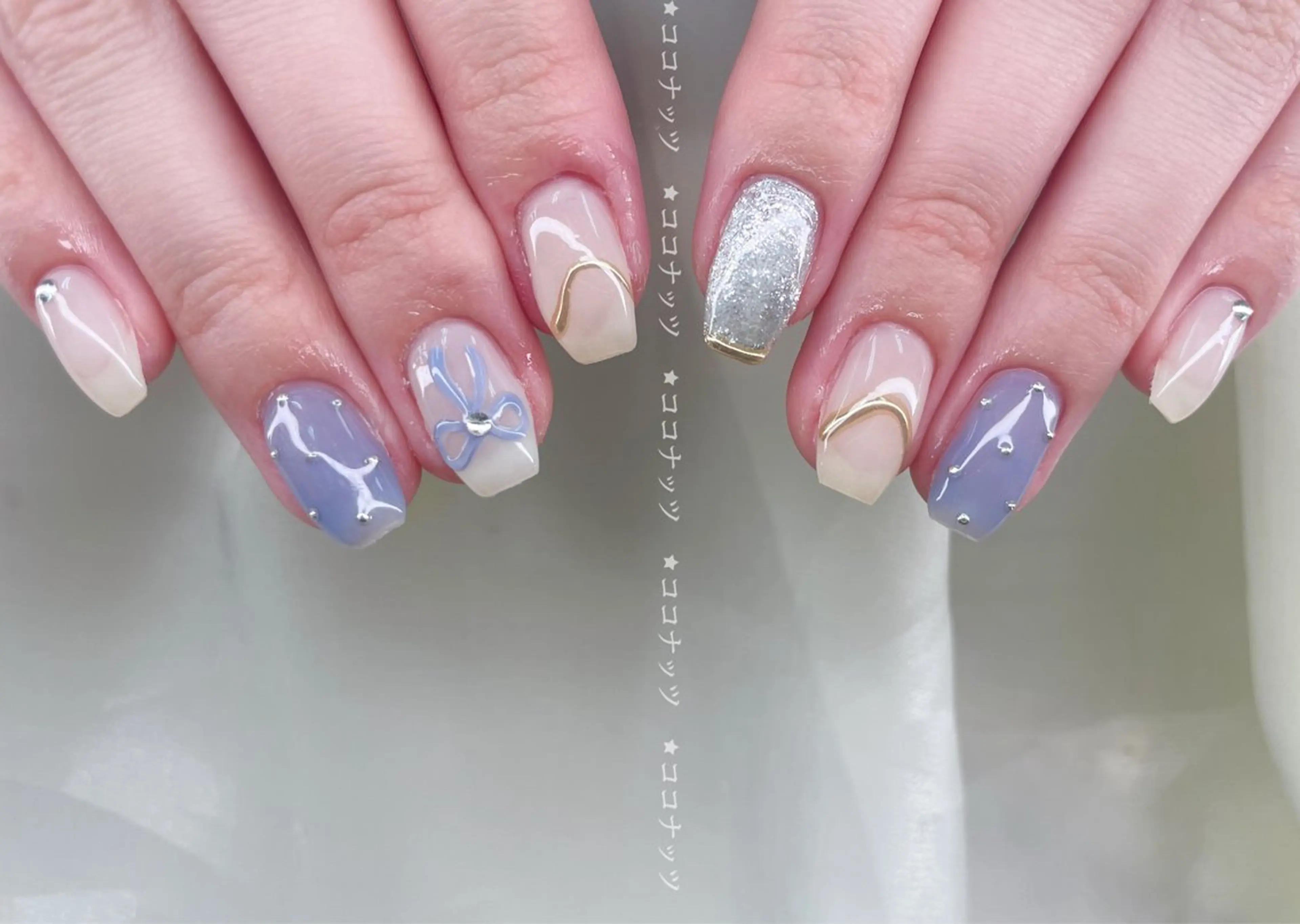 ネイル べっ甲ネイル フレンチネイル キラキラネイル マグネットネイル 大理石ネイル(マーブル) 神田 ココナッツのネイルデザイン