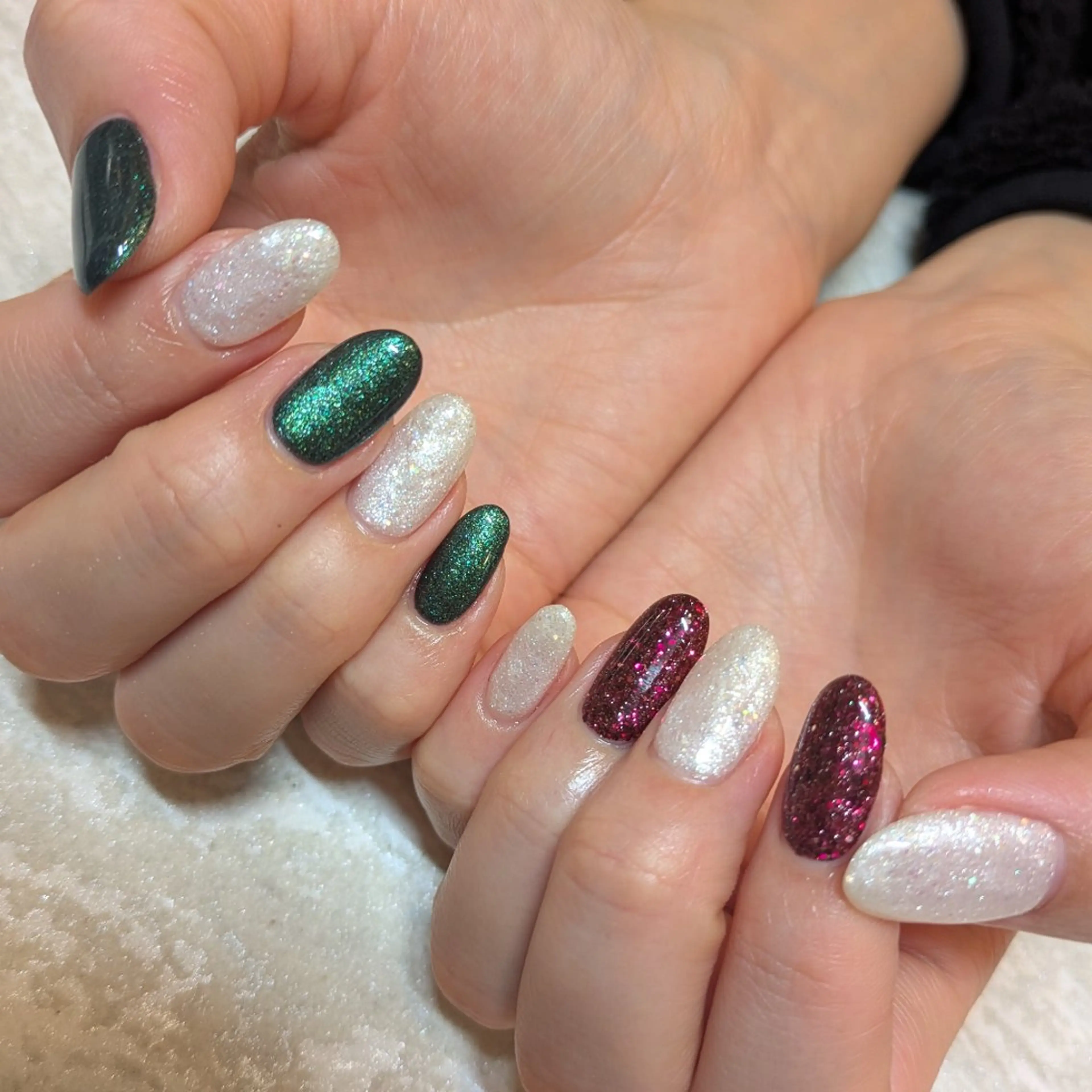 ネイル 冬ネイル クリスマス ジェヌインネイル 河内のネイルデザイン