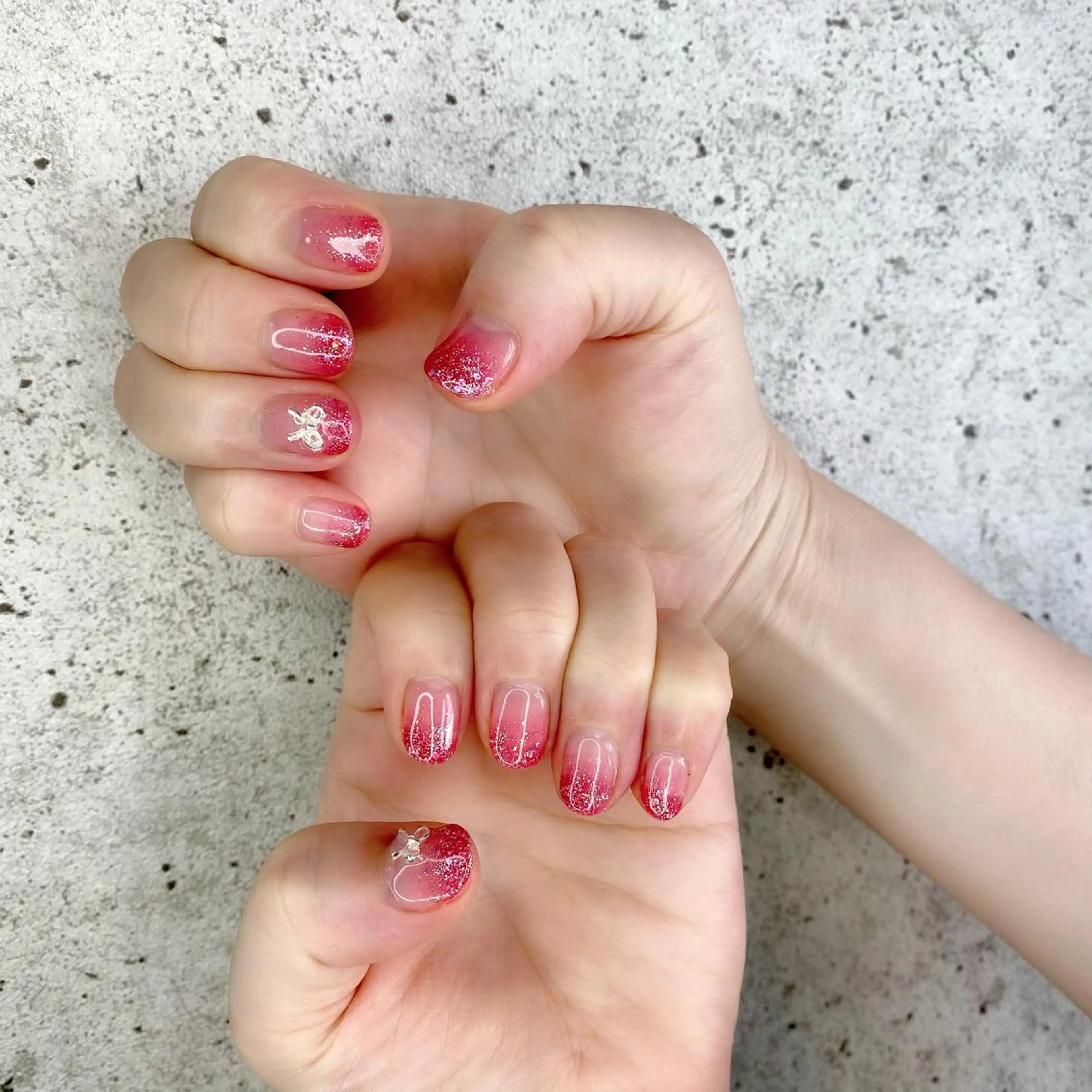 ショート カラー パーマ ヘアアレンジ メンズ キッズ ネイル マツエク・マツパ グラデーションカラー ピンクカラー カラーマツエク グラデーション ラメ(グリッター) Salon Ｋのネイルデザイン