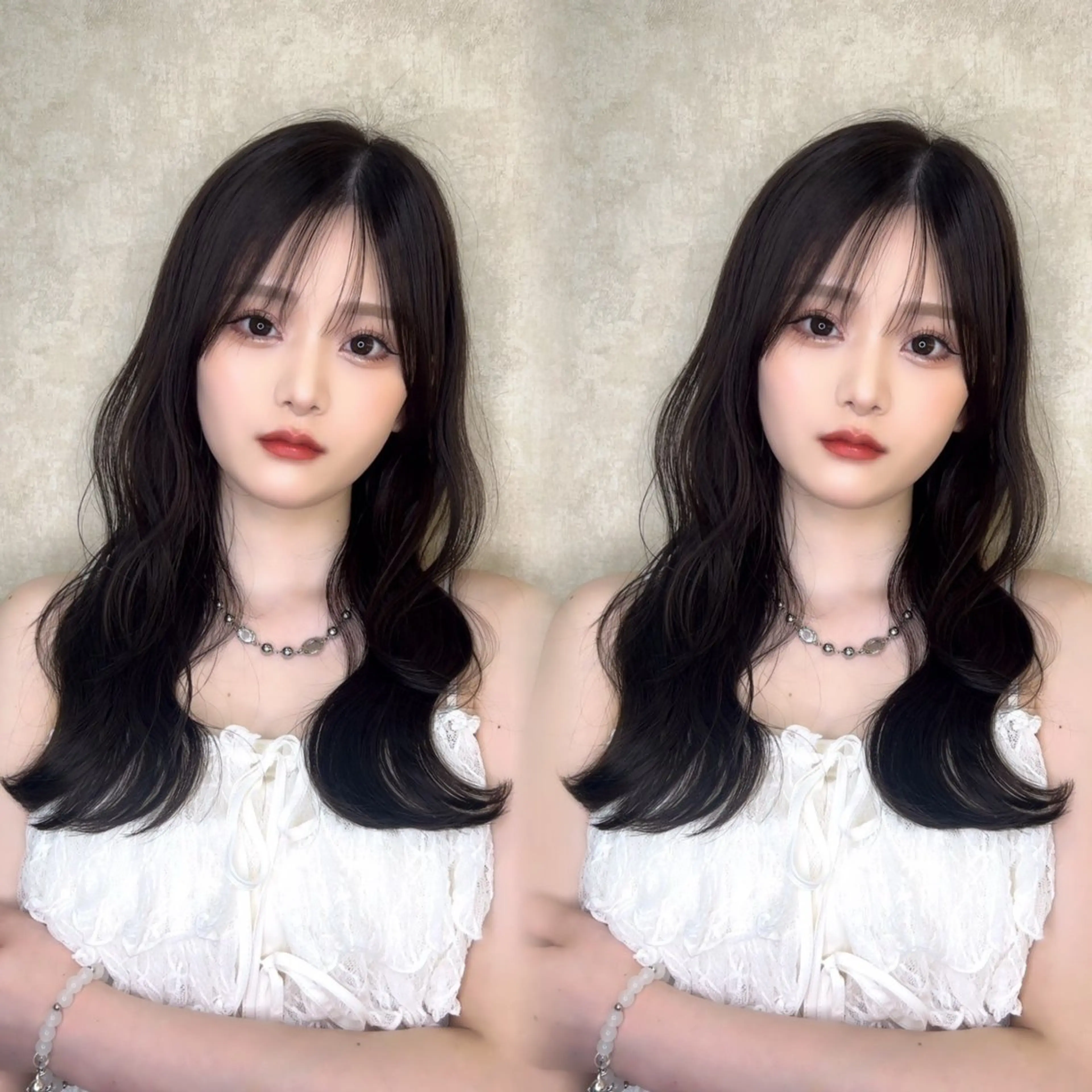 セミロング カラー グレージュ ヘアカラー トリートメント 吉成 葉南のヘアスタイル