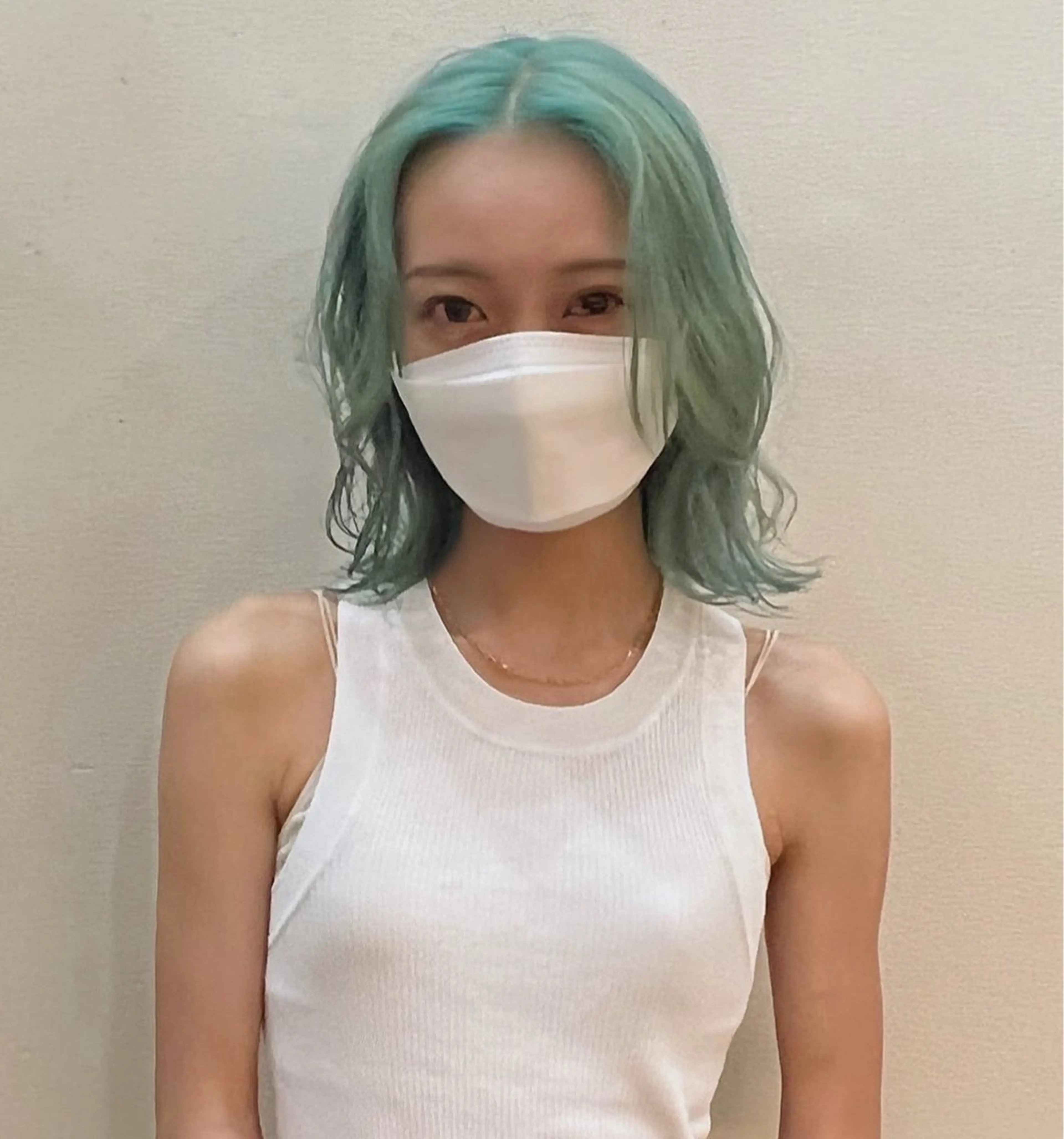 ロング カラー ミント 透明感/血色カラー/ 似合せレイヤー/ゆいのヘアスタイル