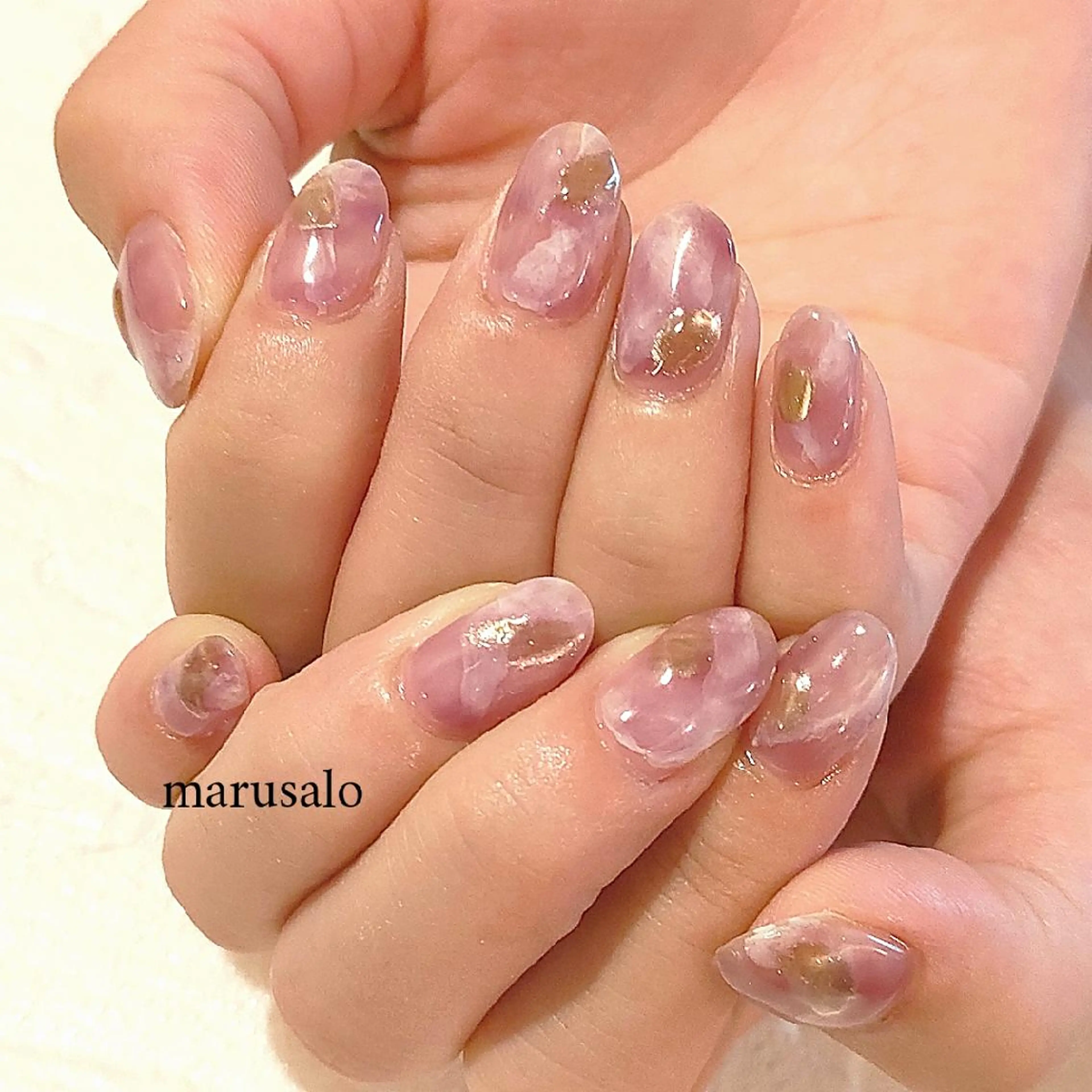 ネイル アートネイル ミラーネイル ニュアンスネイル パープル marusalo nailのネイルデザイン