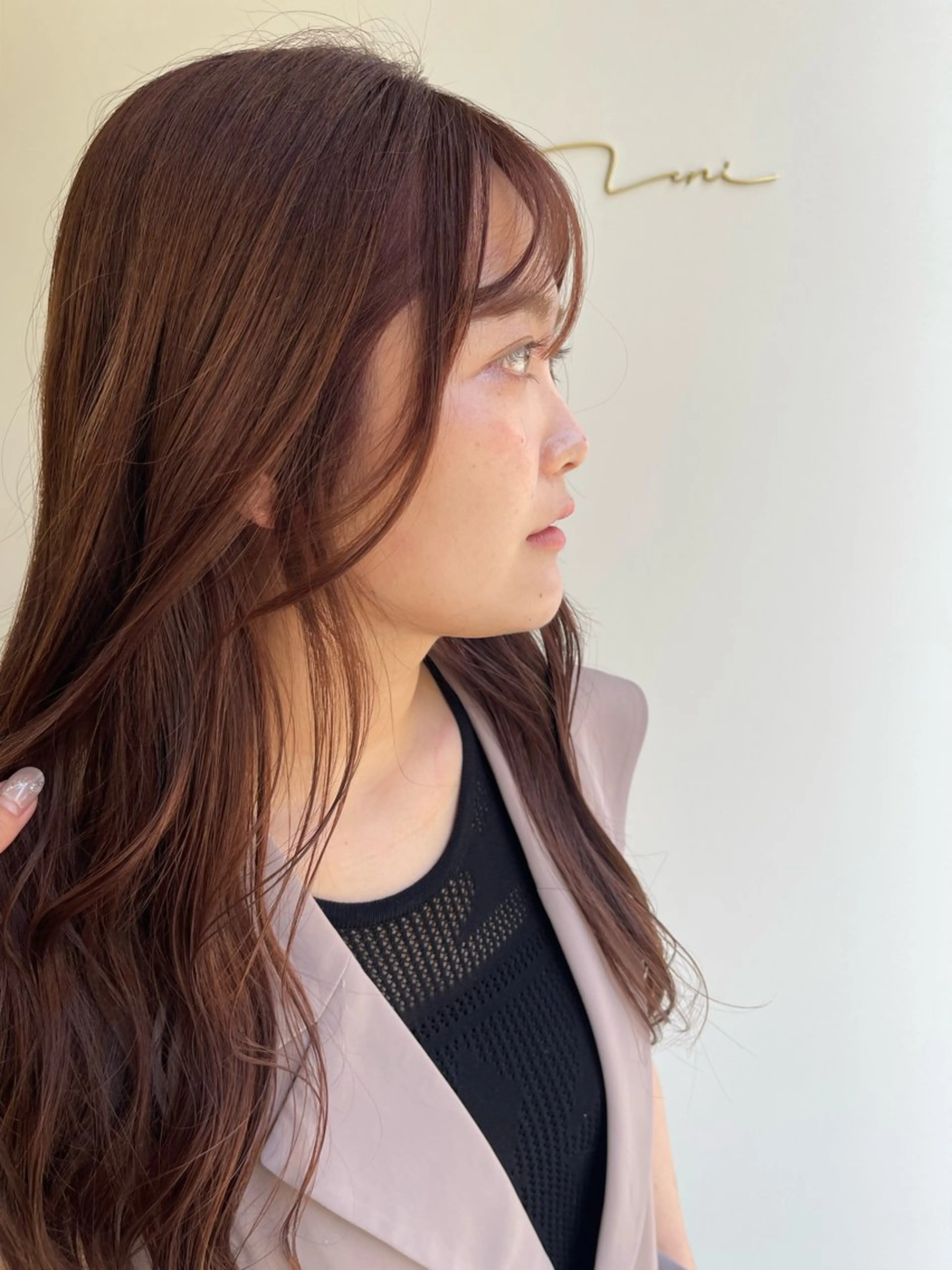 ロング カラー ブラウンカラー ピンクカラー ピンクブラウン uni所属・中堀 遥のヘアスタイル