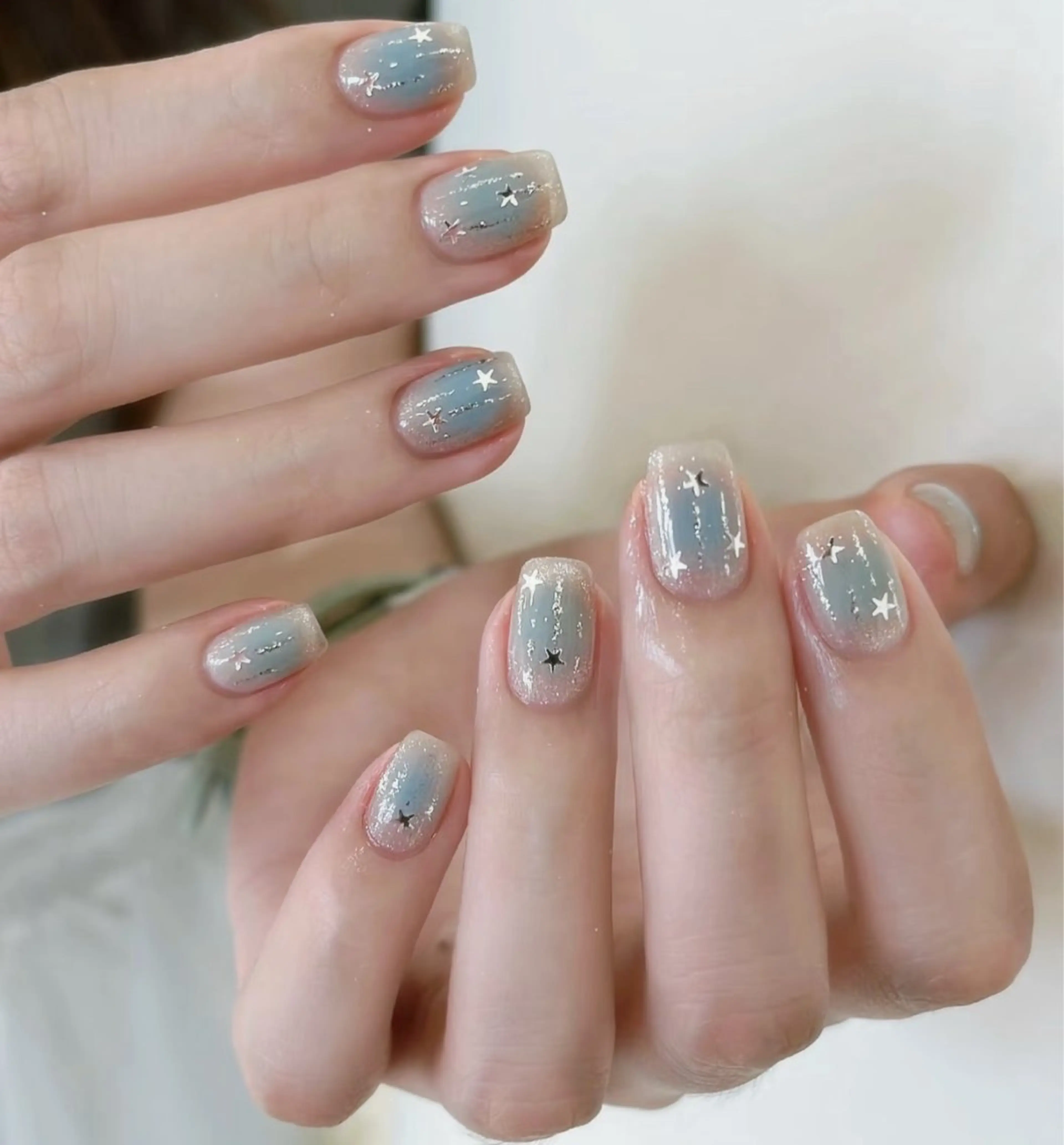ネイル アートネイル オーロラネイル チークネイル フレンチネイル ガラスフレンチ ハンドネイル 🎀🎀YooLi Nail Salonのネイルデザイン