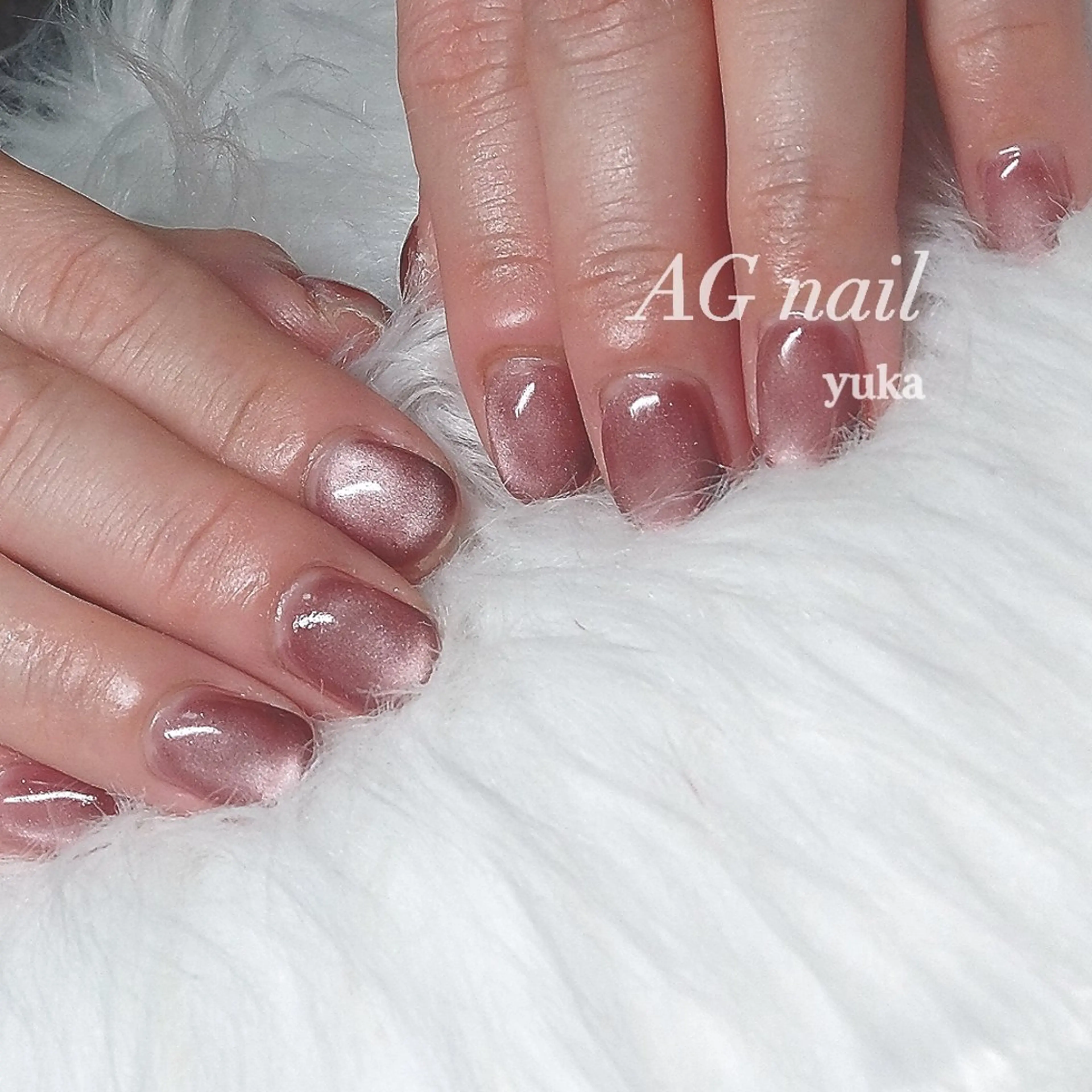 ネイル マグネットネイル マグネットワンカラー ワンカラーネイル ショートネイル ハンドネイル AG nail 〚　yuka　〛のネイルデザイン