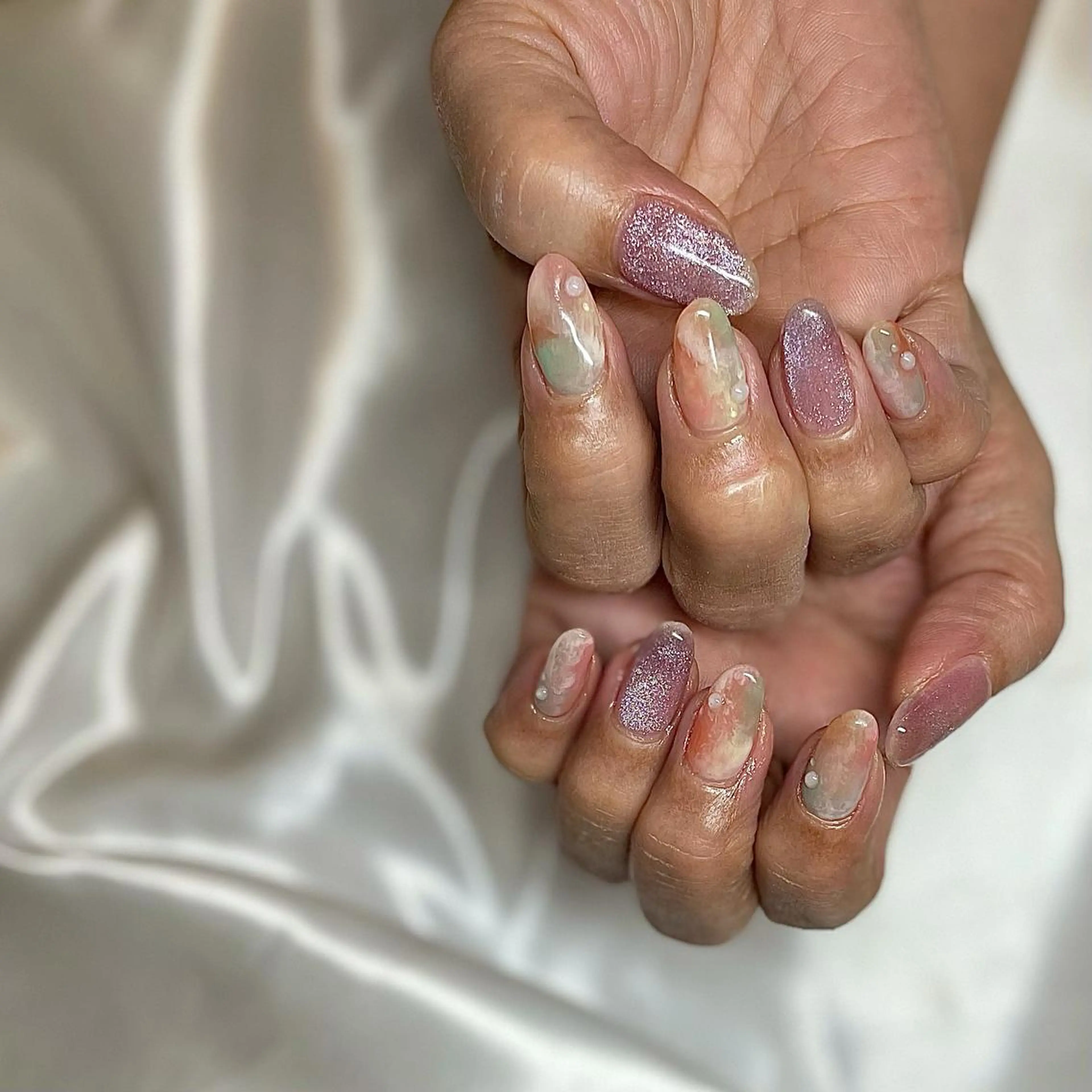 ミディアム カラー パーマ ヘアアレンジ メンズ キッズ ネイル マツエク・マツパ クリアネイル nail&eye Aoのマツエク・マツパデザイン