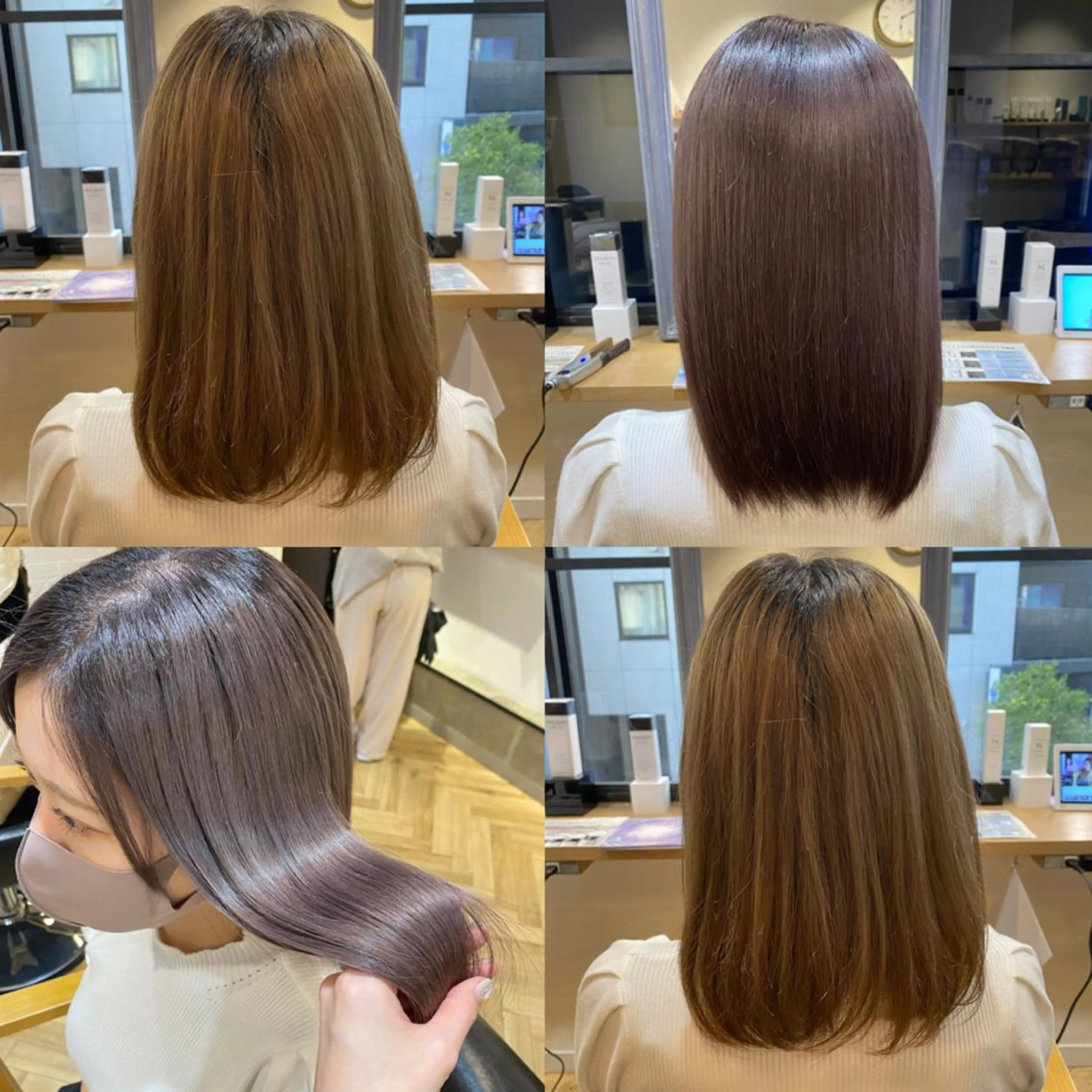 セミロング カラー アクアカラー ベージュカラー ブリーチ ラベンダーカラー ラベンダーベージュ 艶カラー/韓国顔周り 🎀mamiのヘアスタイル