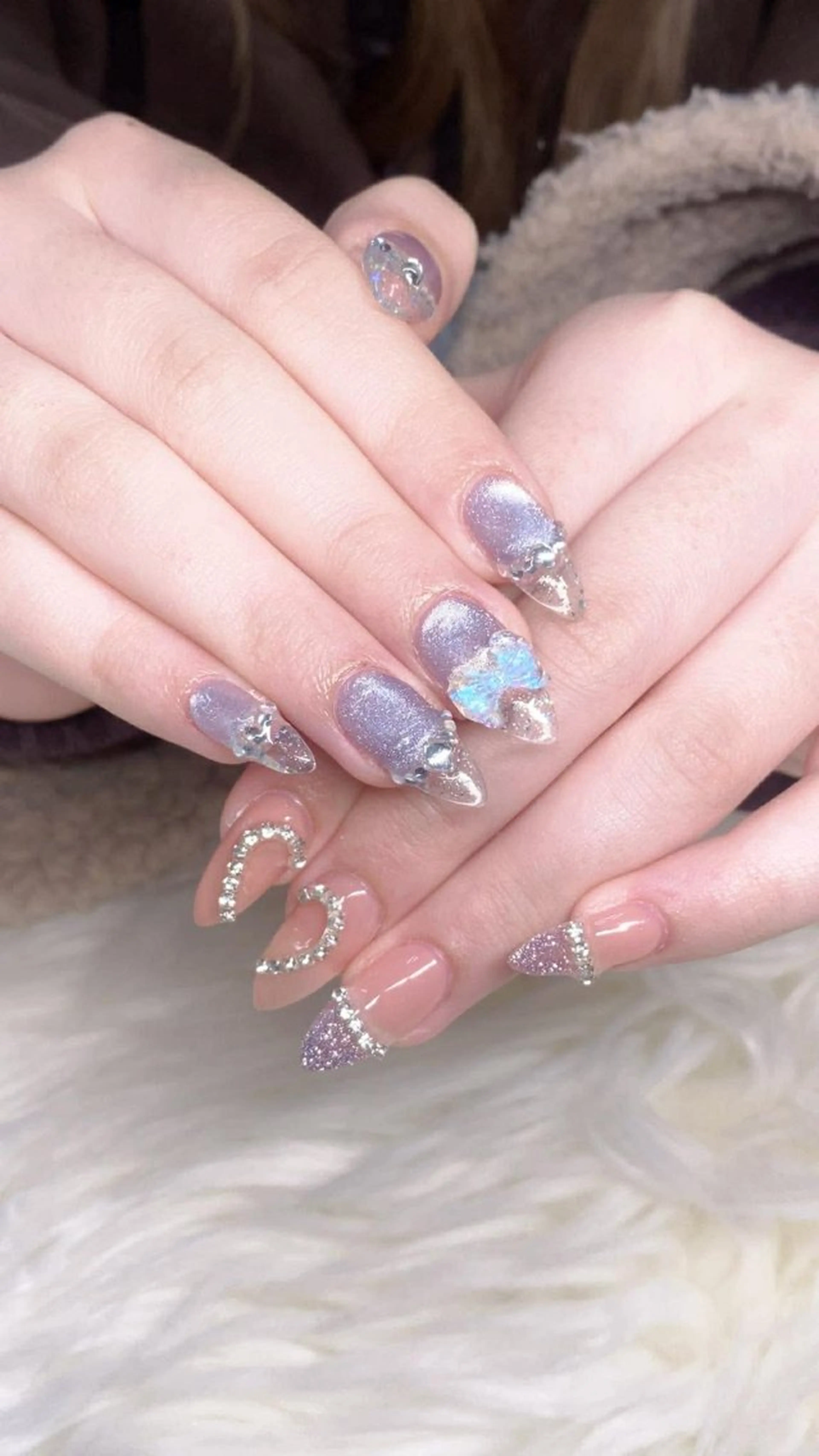 ネイル 桜ネイル フレンチネイル グラデーション 韓国ネイル マグネットネイル ハンドネイル Squeen Nailのネイルデザイン