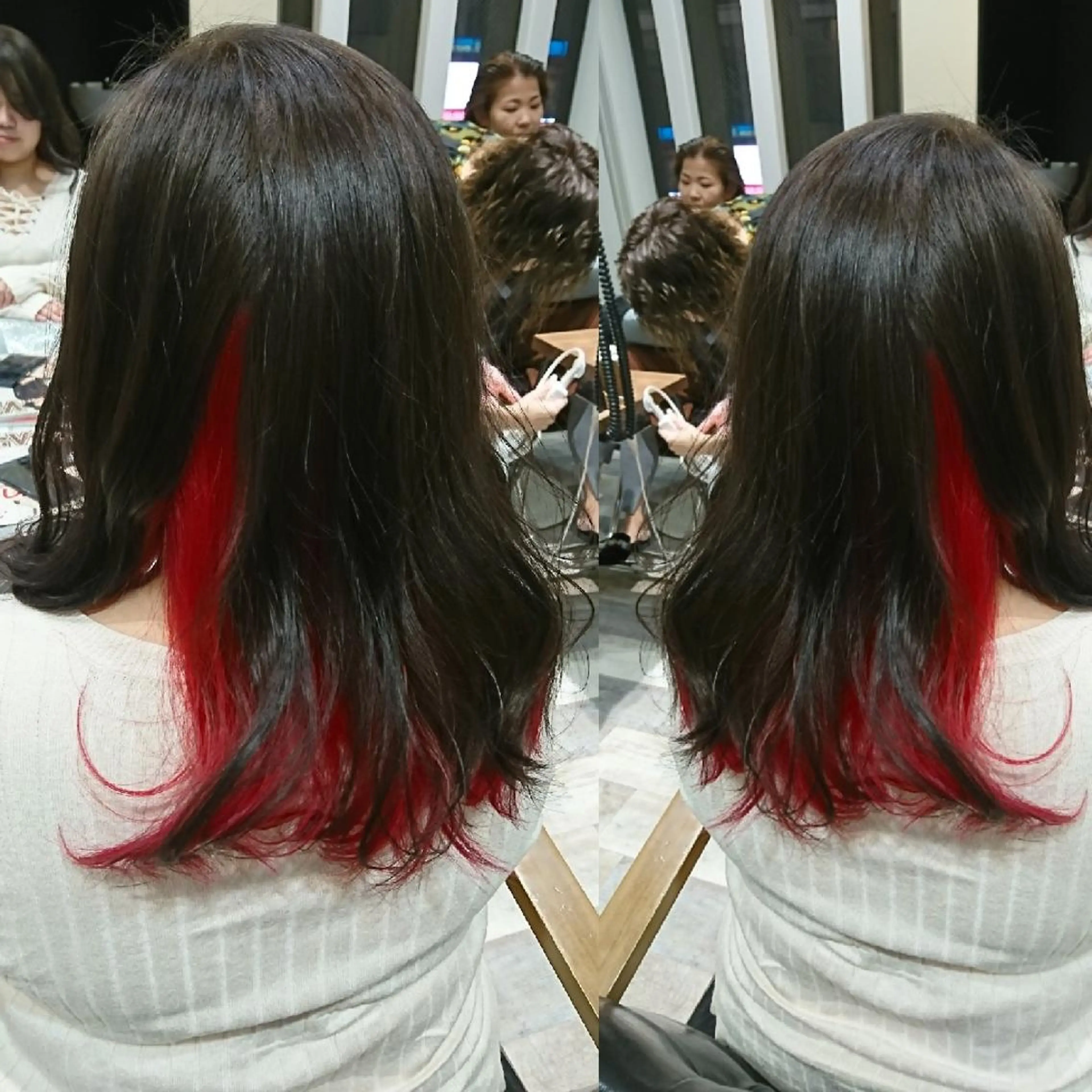 ロング カラー インナーカラー レッドカラー ACROあべの店所属・艶カラー/インナー /グラデ/大西小百合のヘアスタイル