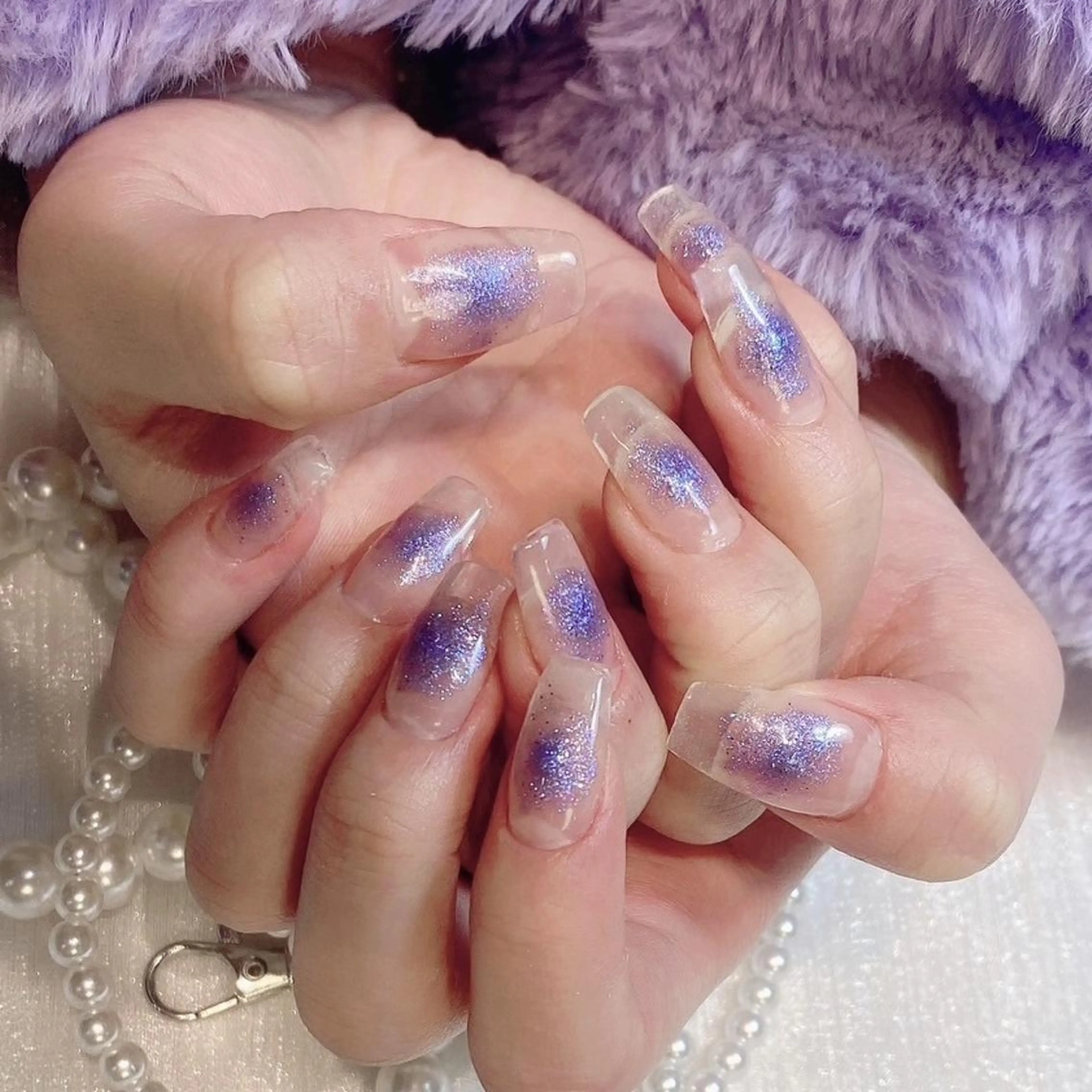 ネイル RAFFINE 月🦋🩵のネイルデザイン