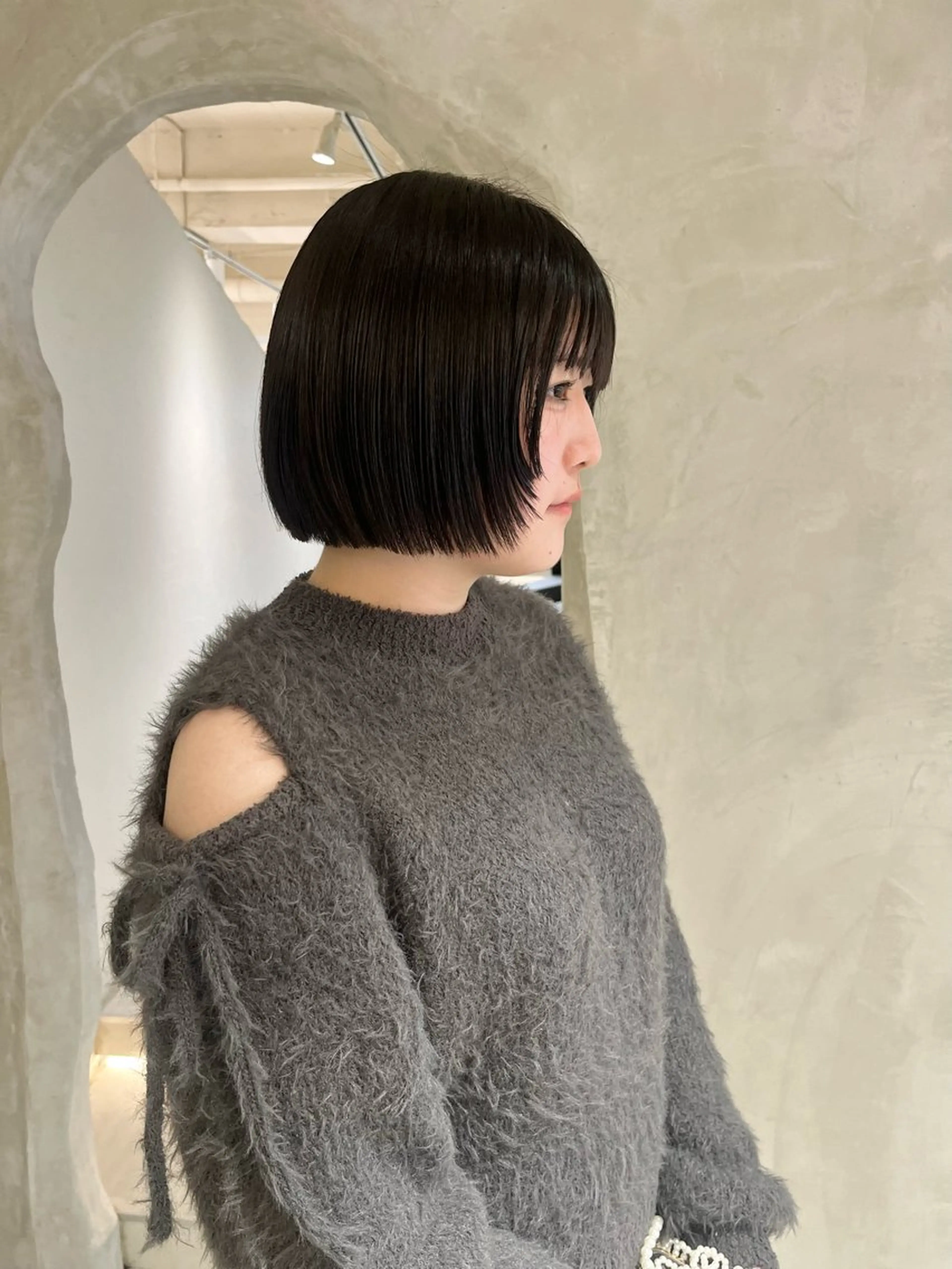 ショート ボブ 顔まわりレイヤー レイヤーカット カット effect横浜所属・切りっぱなしボブ/ 艶カラー/綾莉のヘアスタイル