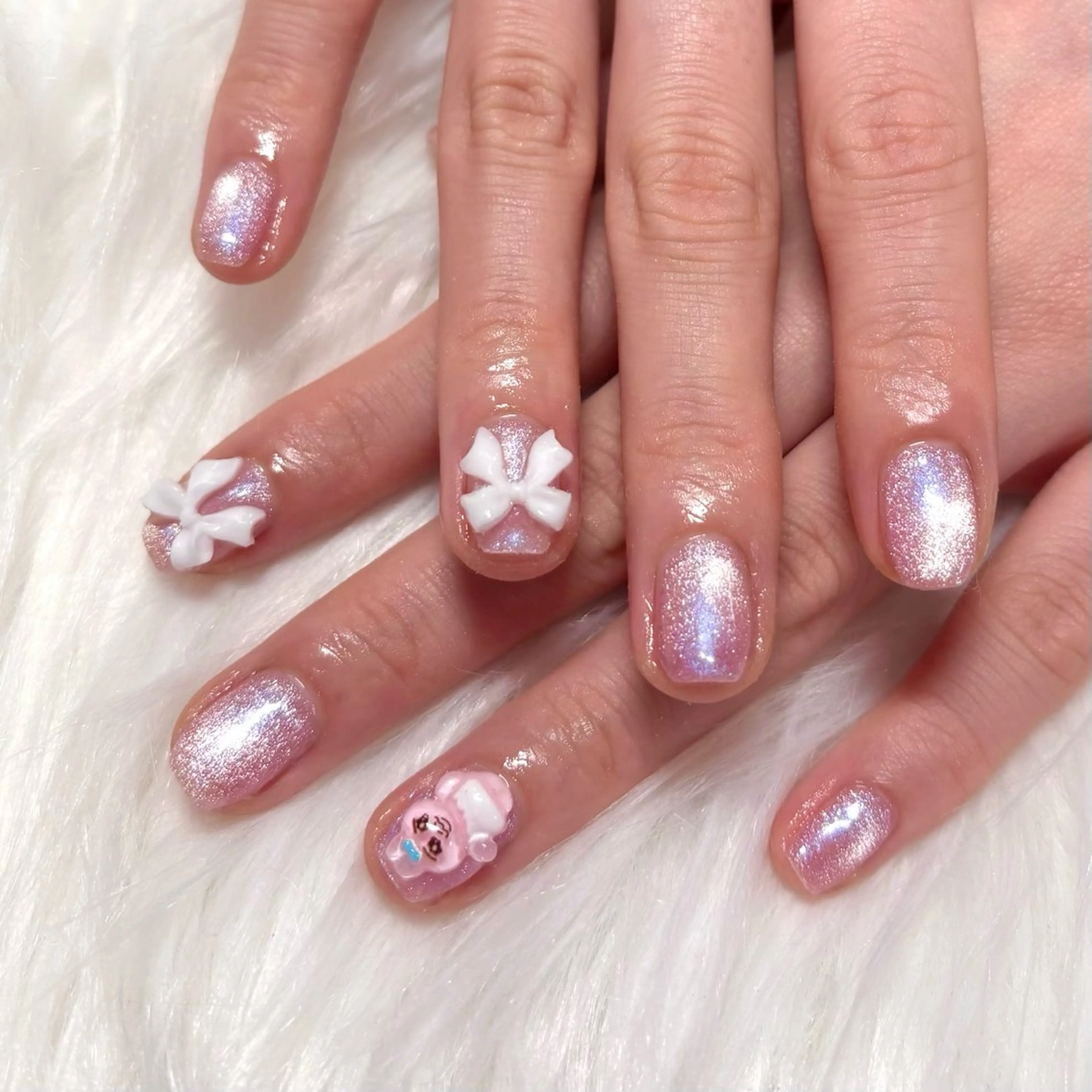 ネイル マグネットネイル リボン ハンドネイル Noix nailのネイルデザイン