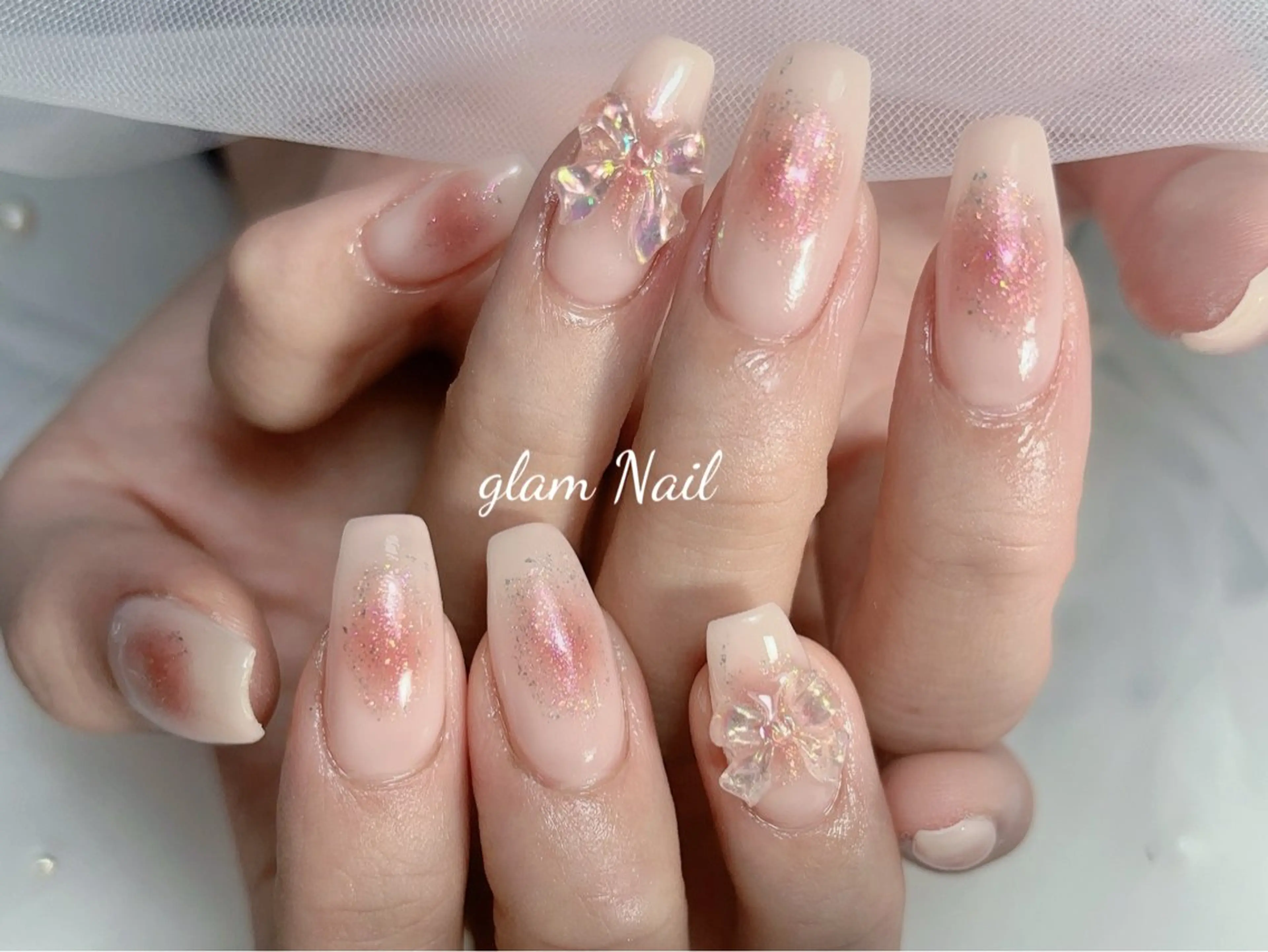 ネイル ハンドネイル エツメ💅 長さだし🎀デザインのネイルデザイン