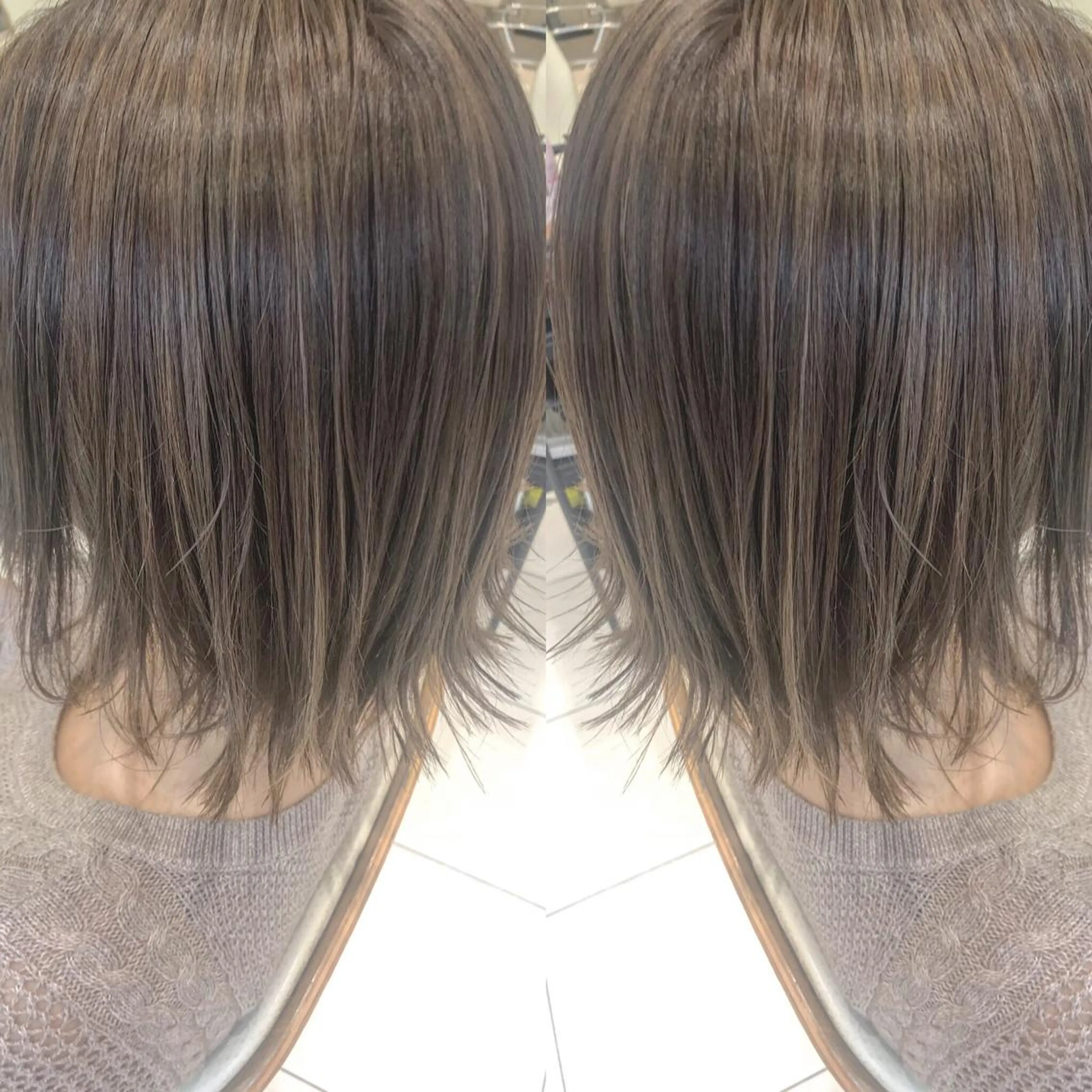 ミディアム カラー ハイライトカラー ハイライト カット ヘアカラー トリートメント ナガイ ユウキのヘアスタイル