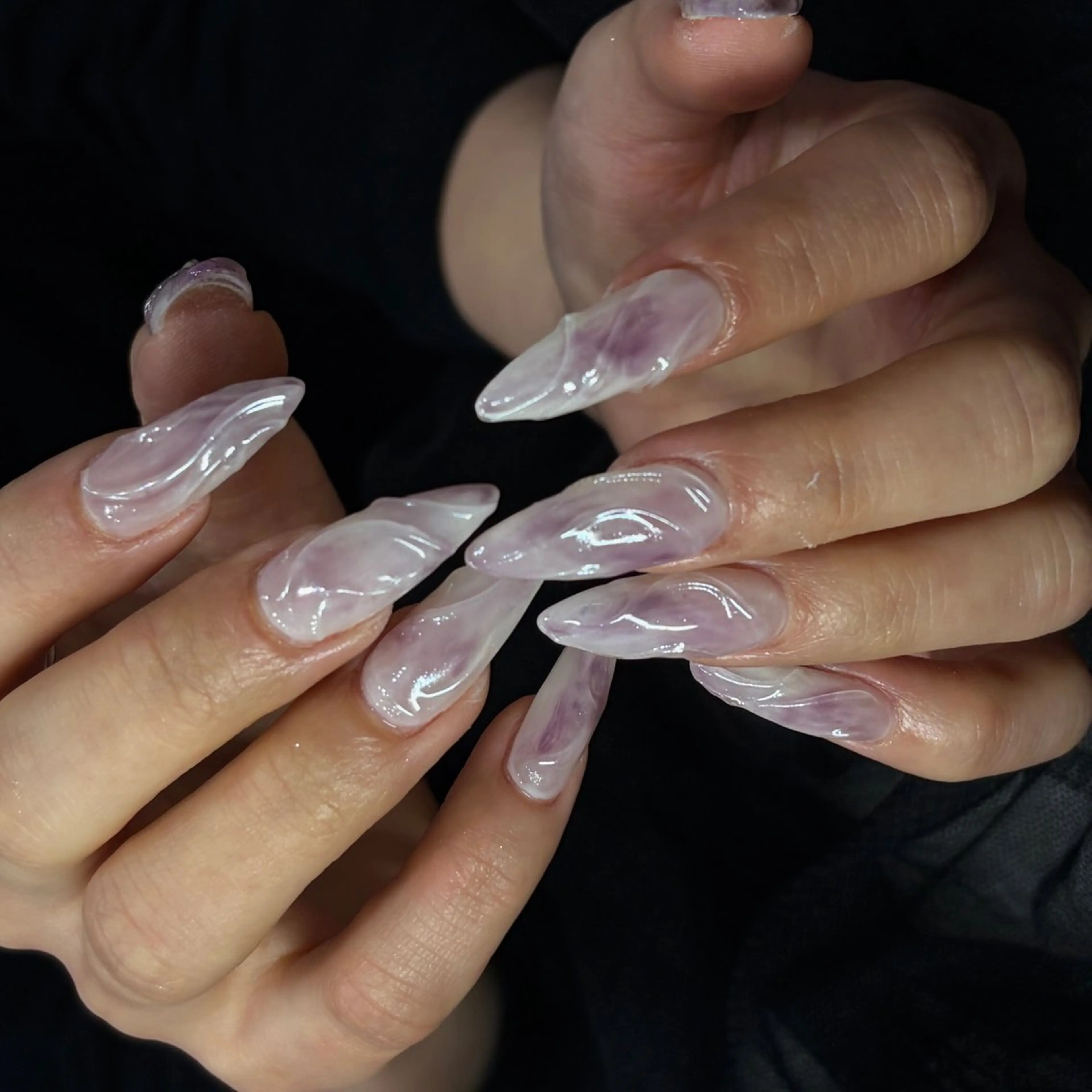 ネイル ハンドネイル Haluca 長さ出し🍀のネイルデザイン